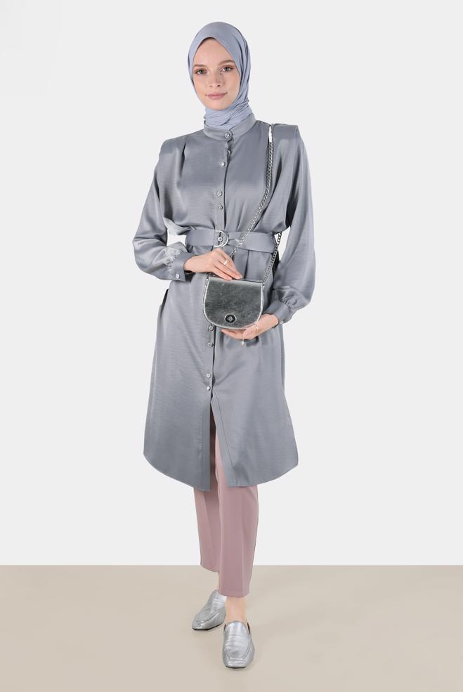 Tesettür giyim  VATKALI SATEN TUNİK 42523	 - ALVİNA