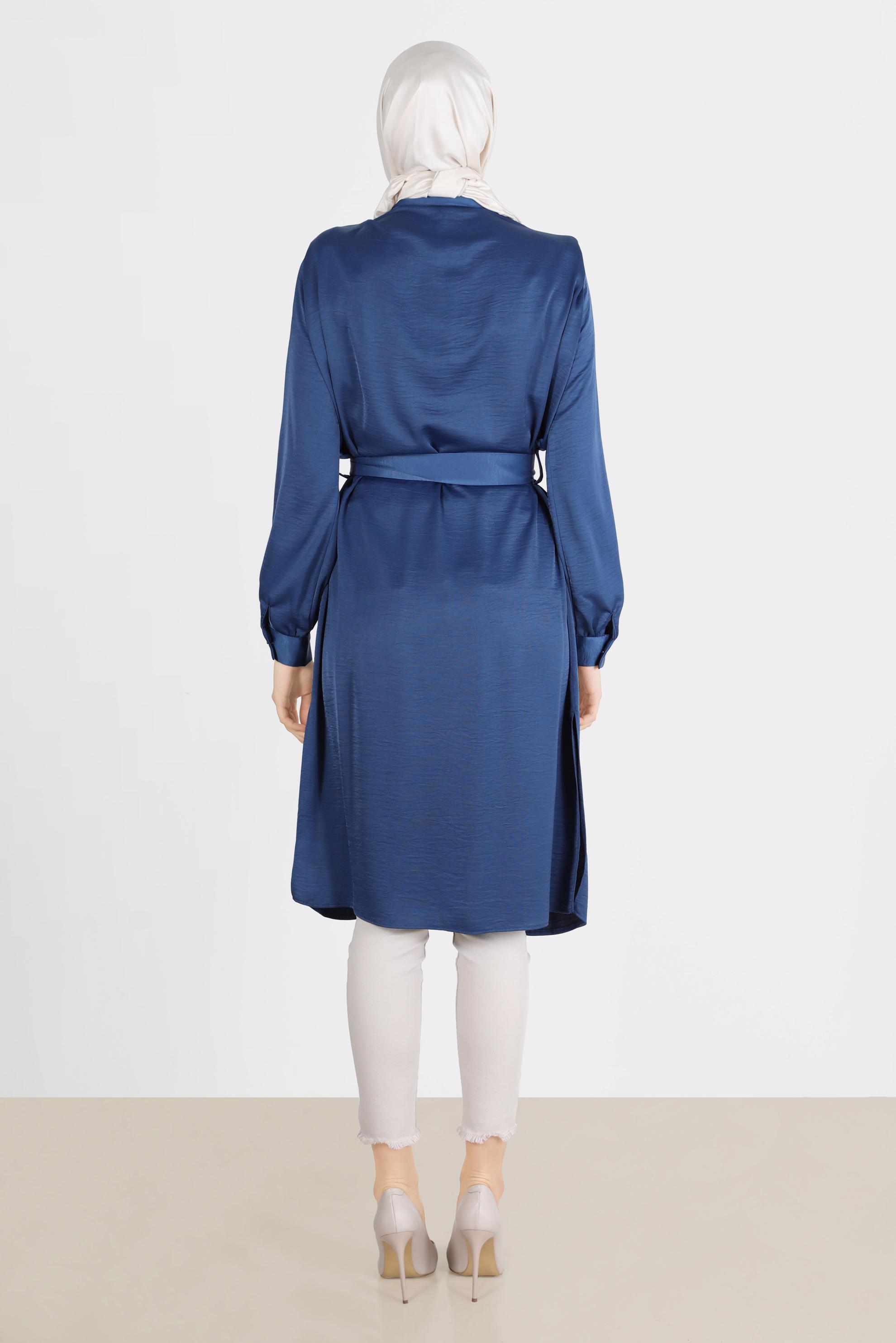 Tesettür giyim LACİVERT VATKALI SATEN TUNİK 42523	