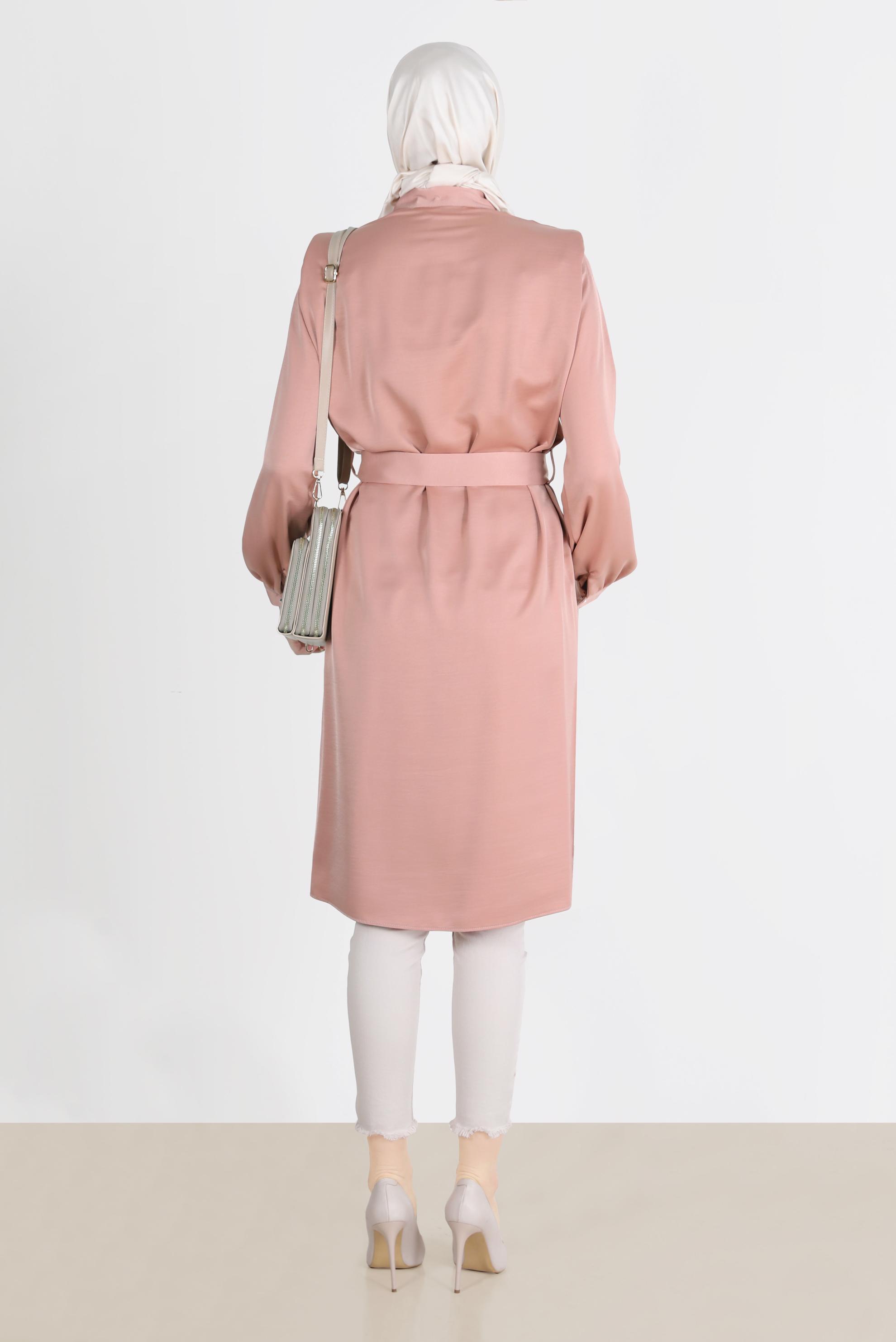 Tesettür giyim PUDRA VATKALI SATEN TUNİK 42523	