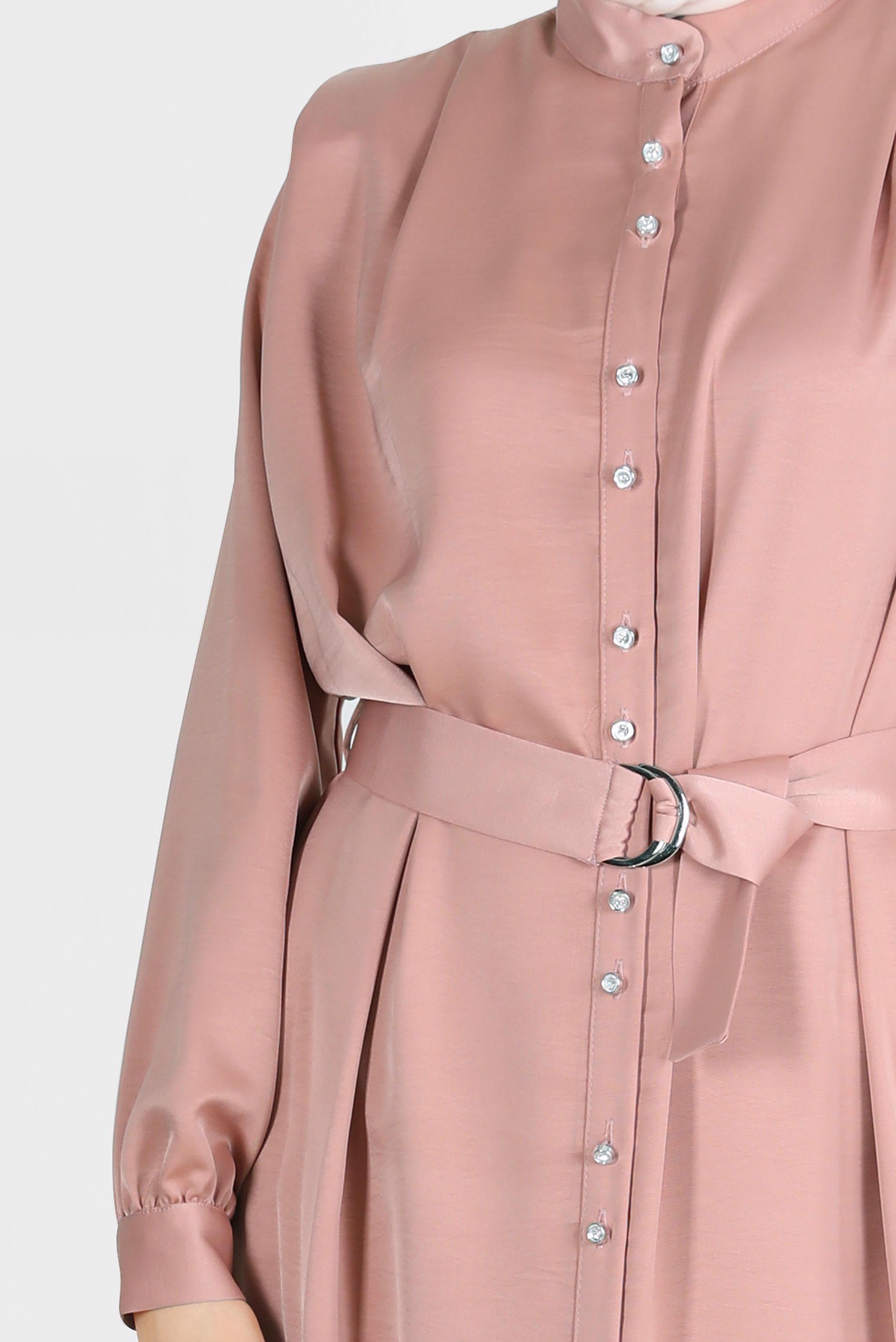 Tesettür giyim PUDRA VATKALI SATEN TUNİK 42523	