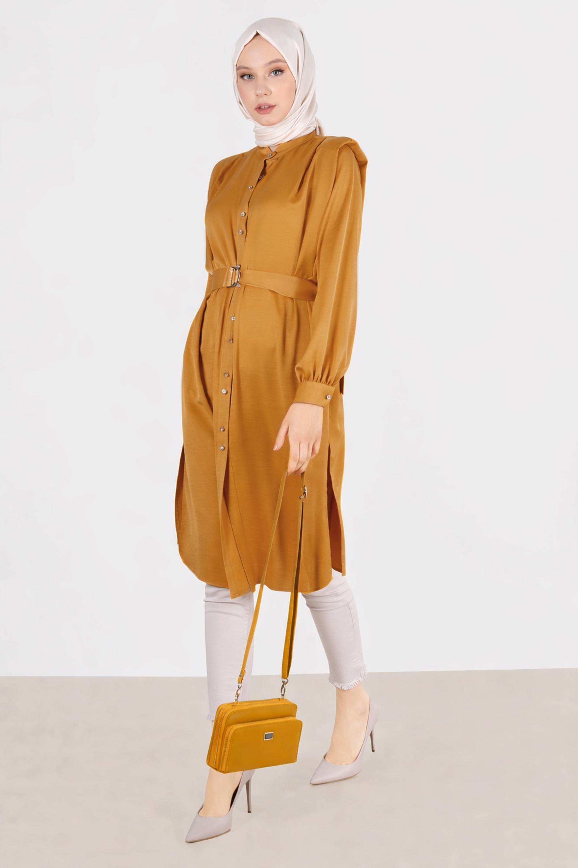 Hijab clothing YELLOW PADDED SATIN TUNIC 42523 