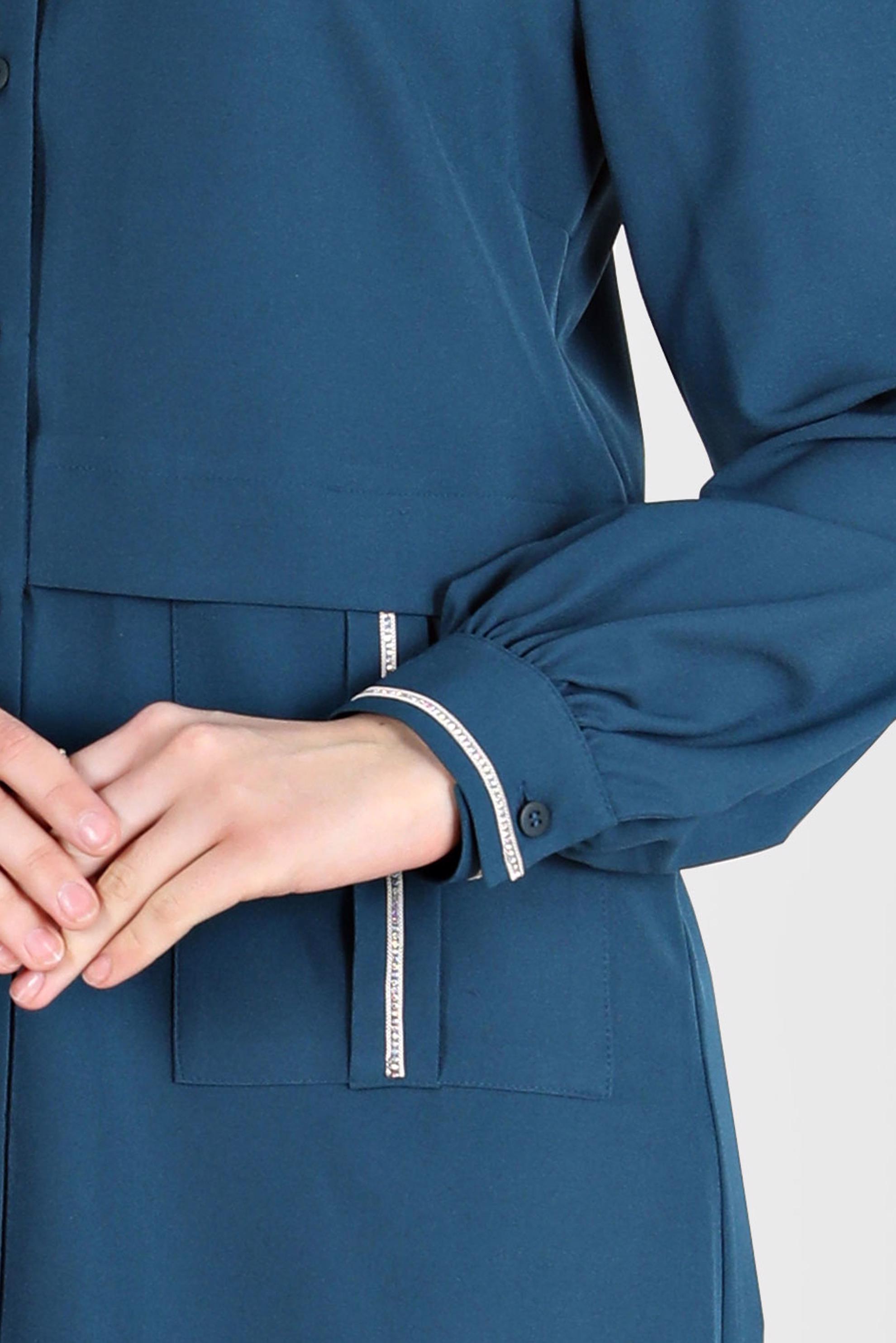 Tesettür giyim YEŞİL TAŞ DETAYLI BOYDAN DÜĞMELİ TUNİK 42528 