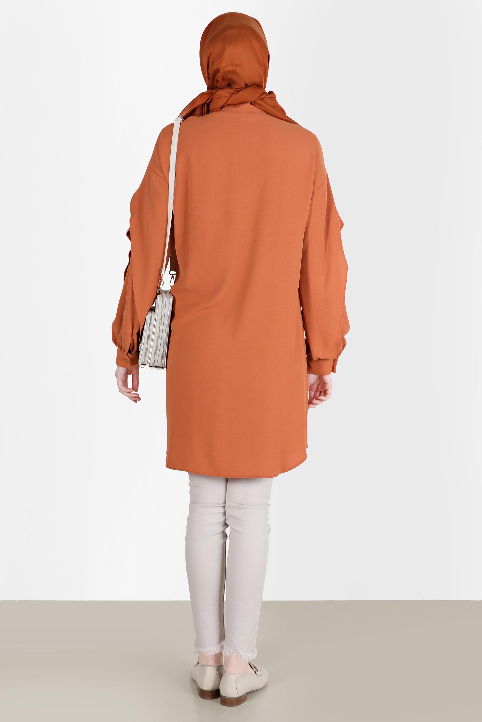 Tesettür giyim TABA KOLLARI VOLANLI TUNİK 42540 