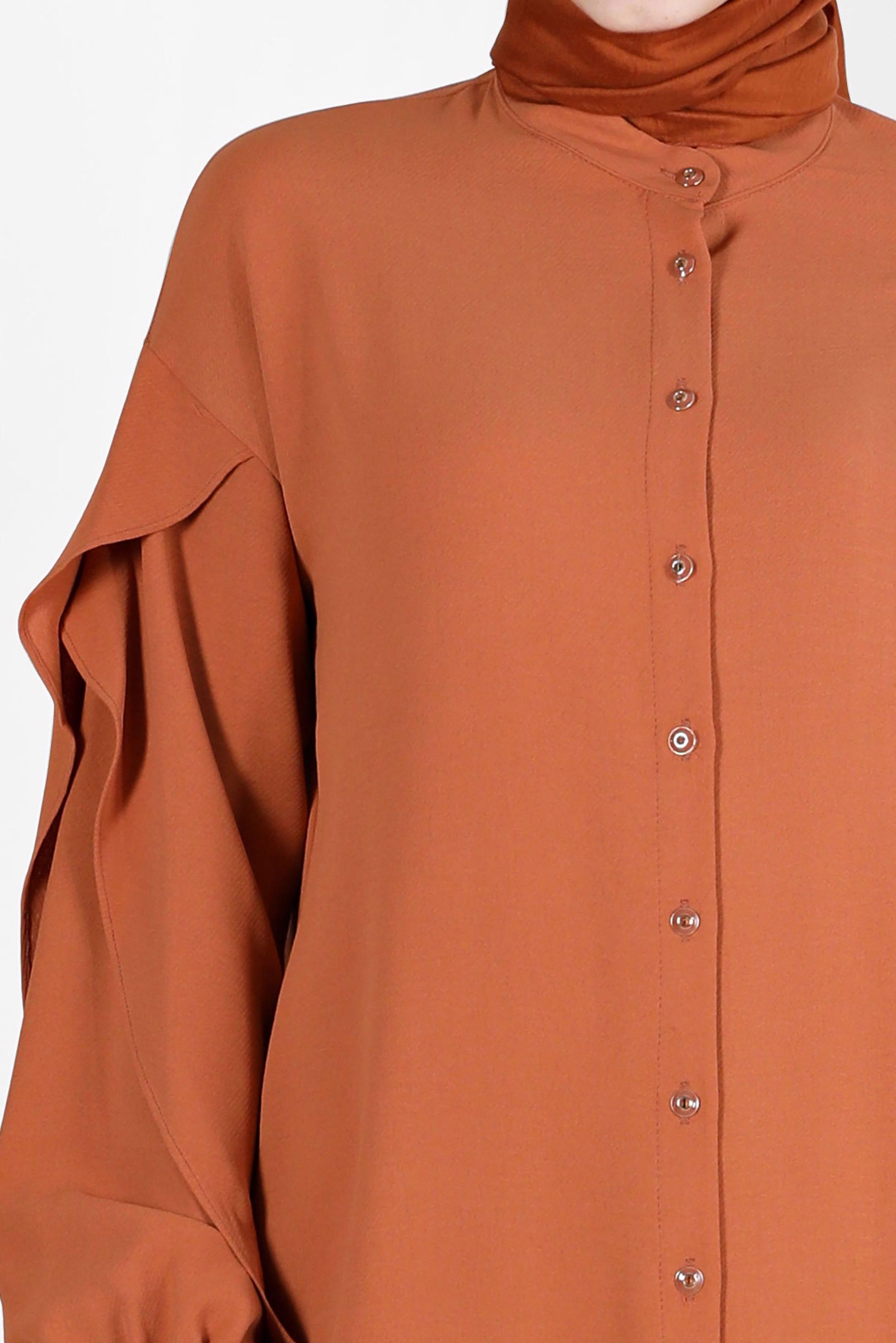 Tesettür giyim TABA KOLLARI VOLANLI TUNİK 42540 