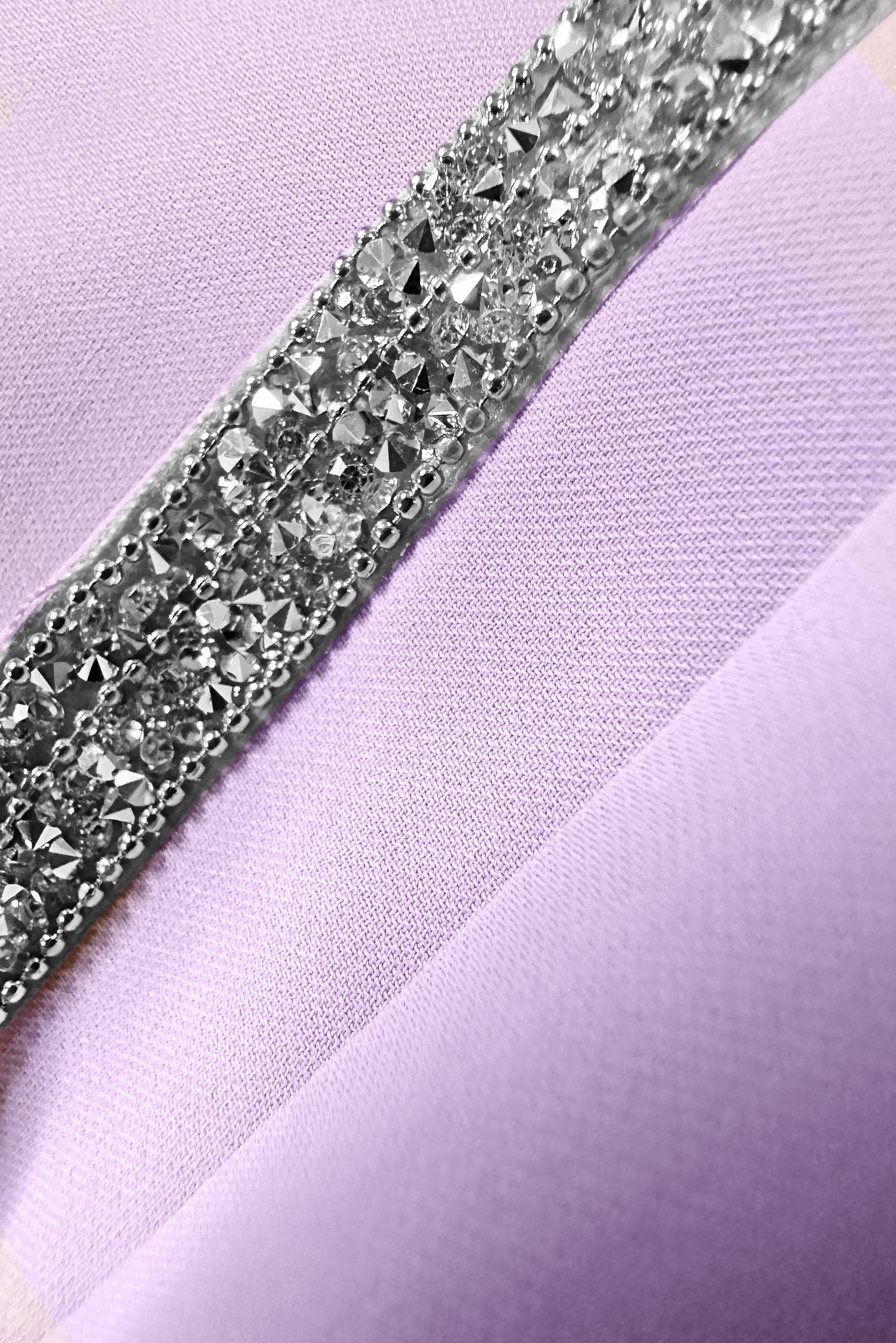 Tesettür giyim MOR TAŞ ŞERİT DETAYLI VOLANLI TUNİK 42545 