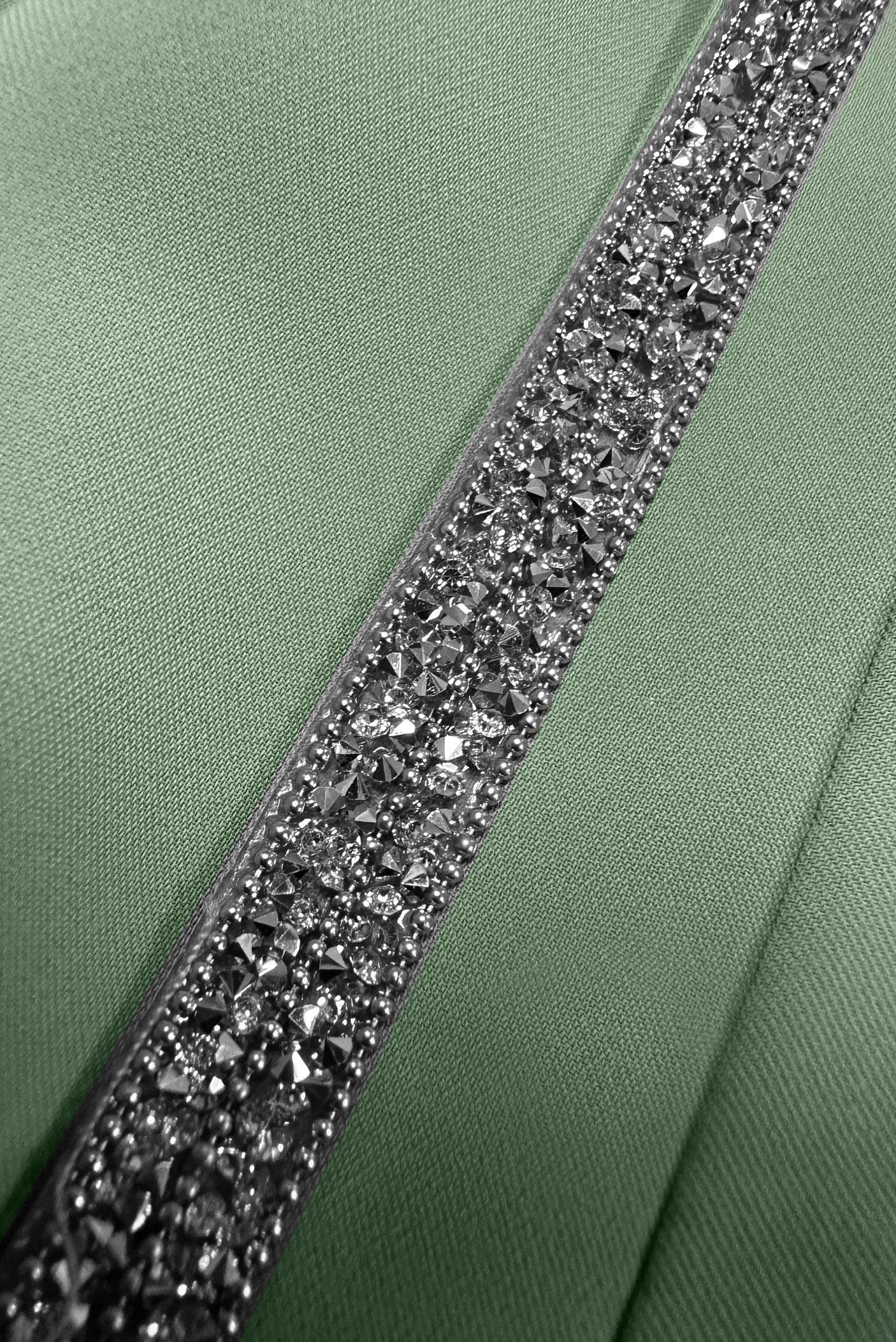 Tesettür giyim YEŞİL TAŞ ŞERİT DETAYLI VOLANLI TUNİK 42545 