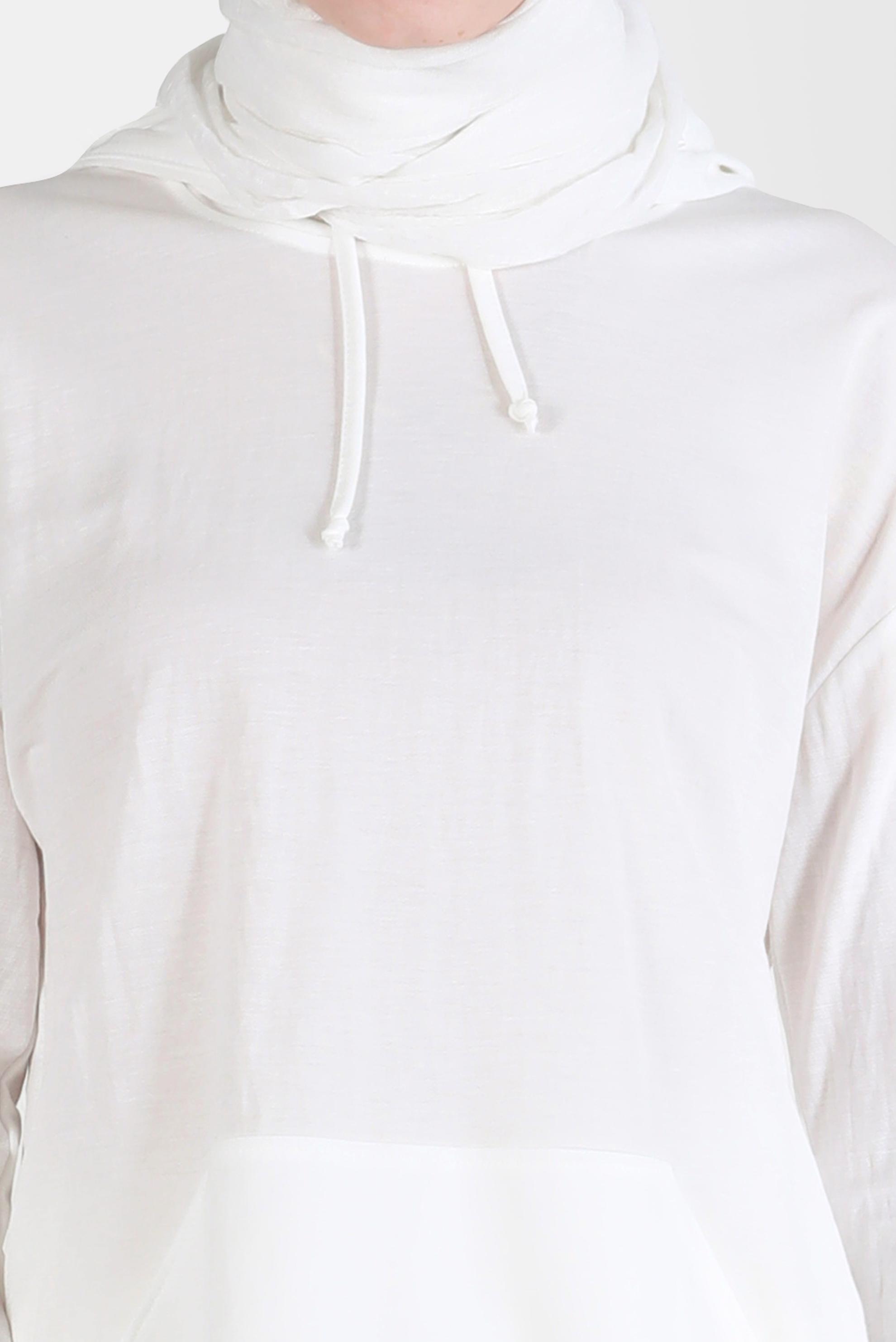 Tesettür giyim BEYAZ CEPLİ KAPÜŞONLU TUNİK 42557 