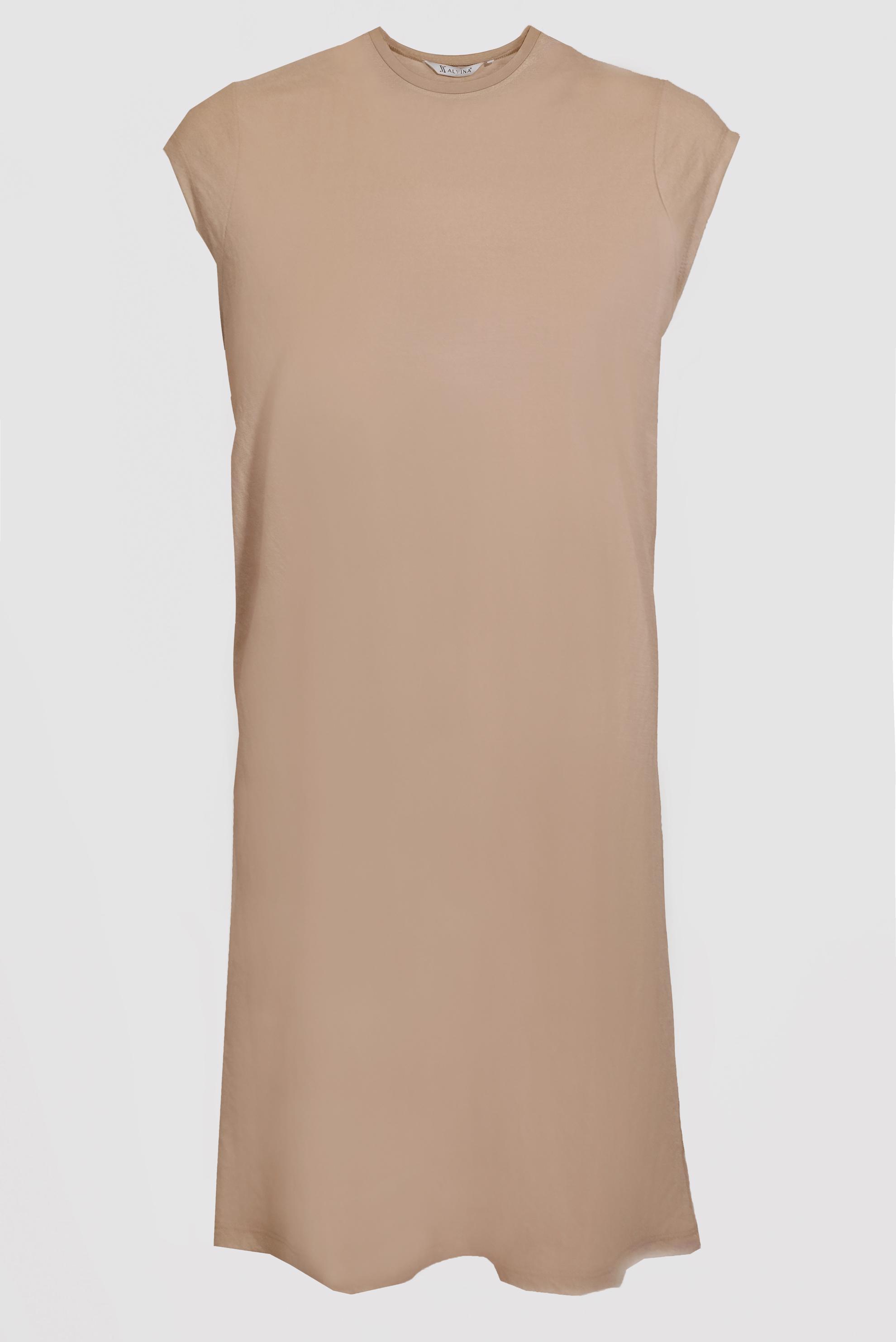 Tesettür giyim KAHVE BASIC SIFIR KOL TUNİK 42558 