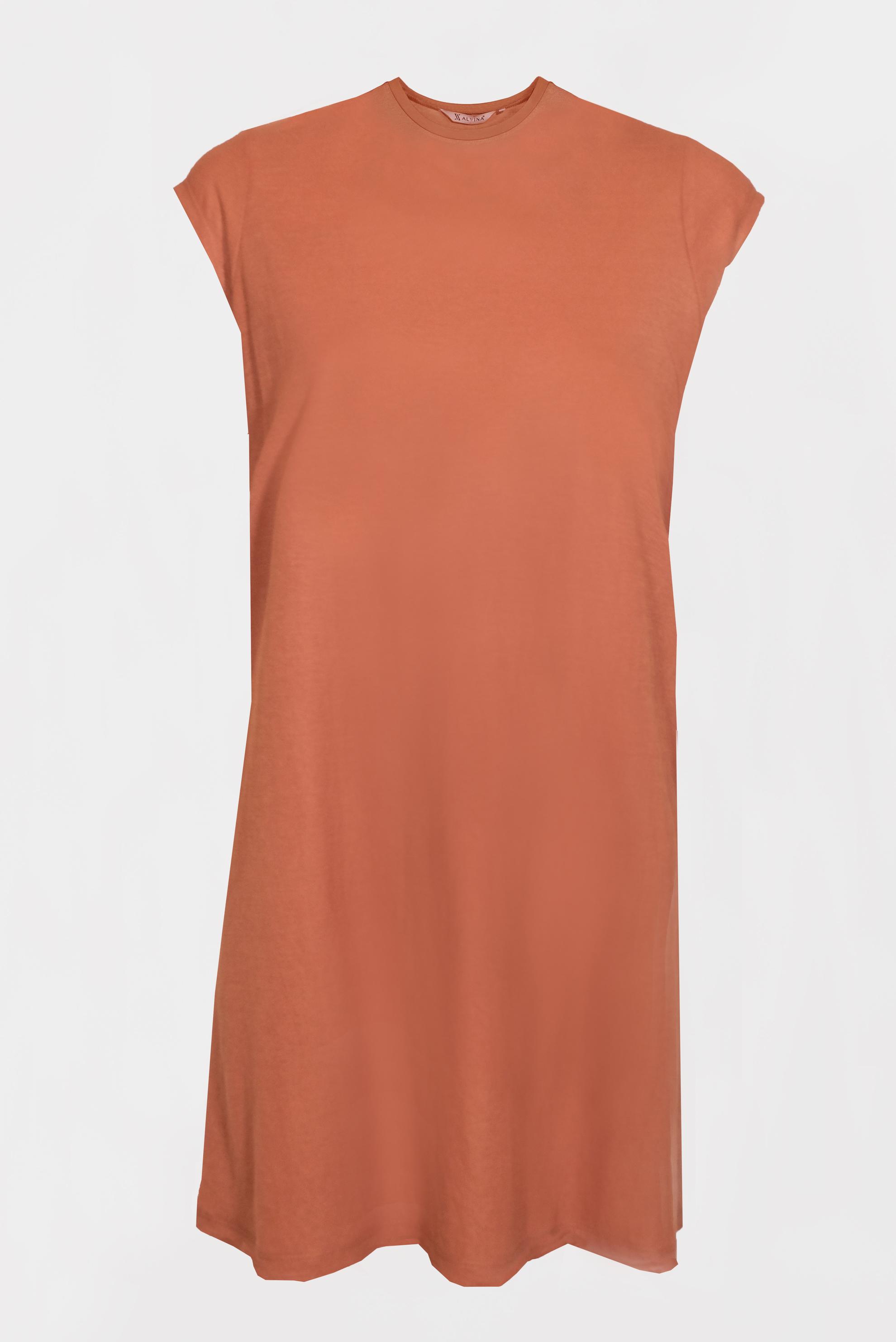 Tesettür giyim TURUNCU BASIC SIFIR KOL TUNİK 42558 