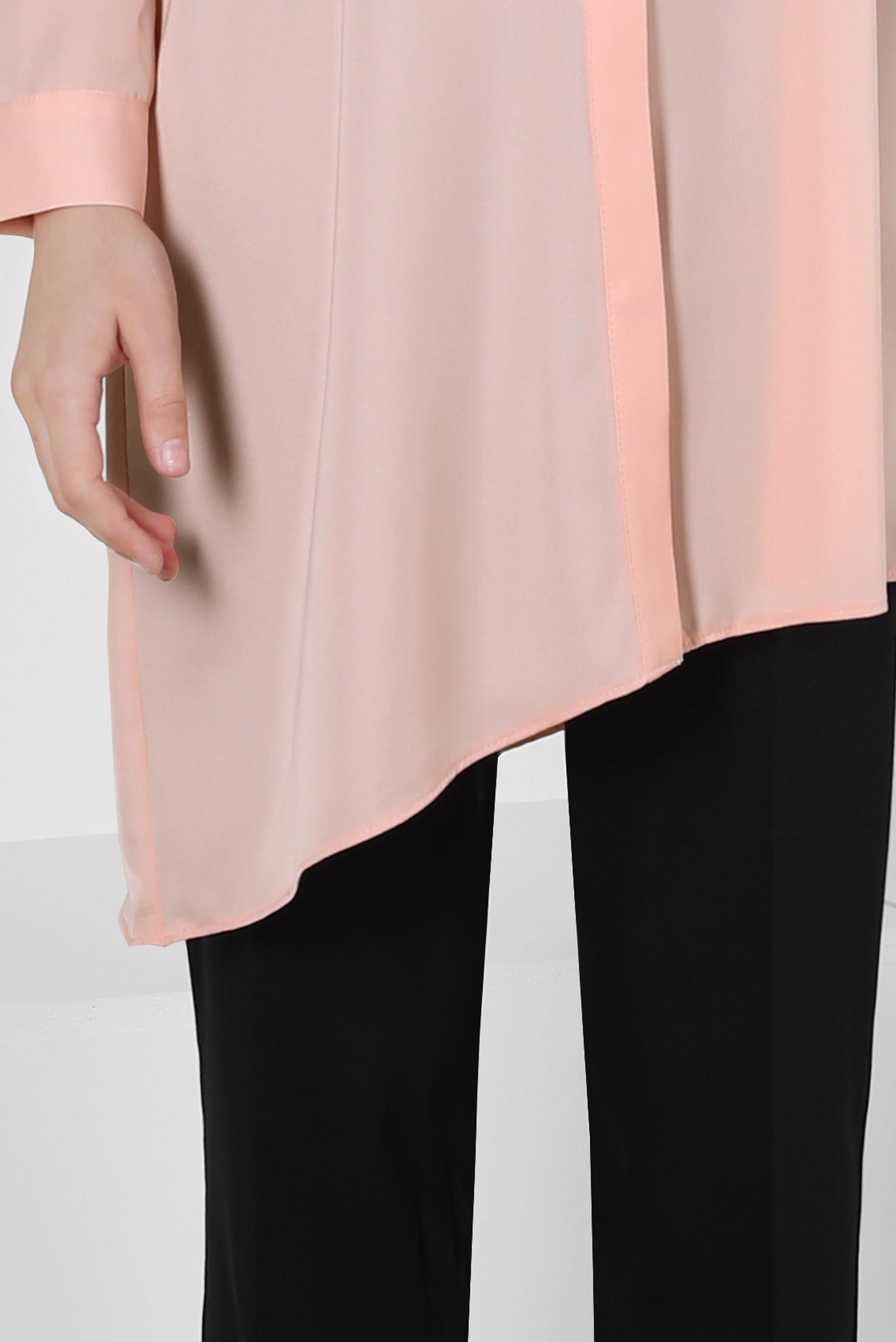 Tesettür giyim PUDRA İŞLEME DETAYLI ASİMETRİK KESİM TUNİK 42564 