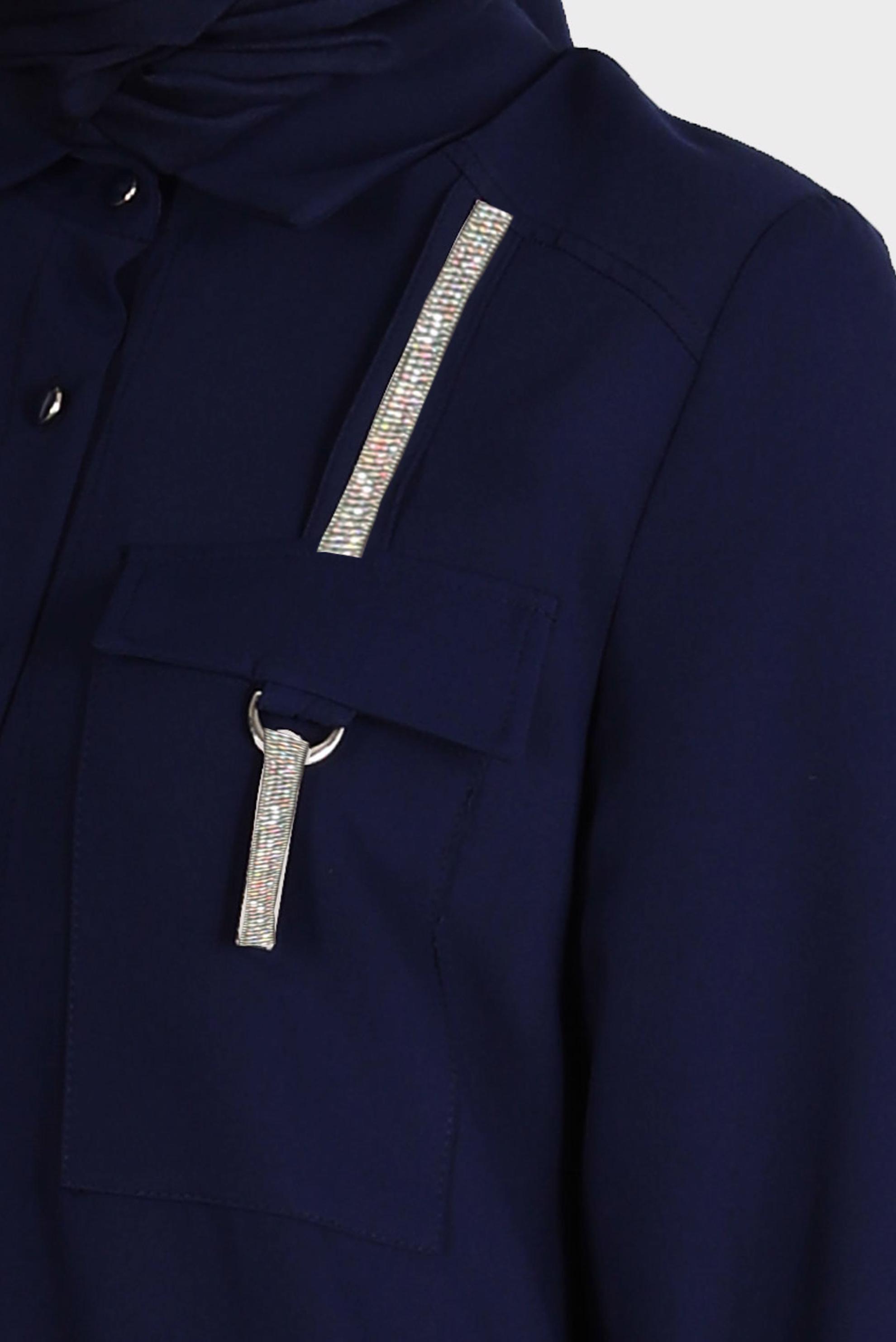 Tesettür giyim LACİVERT PARLAK ŞERİT DETAYLI DÜĞMELİ TUNİK 42576 