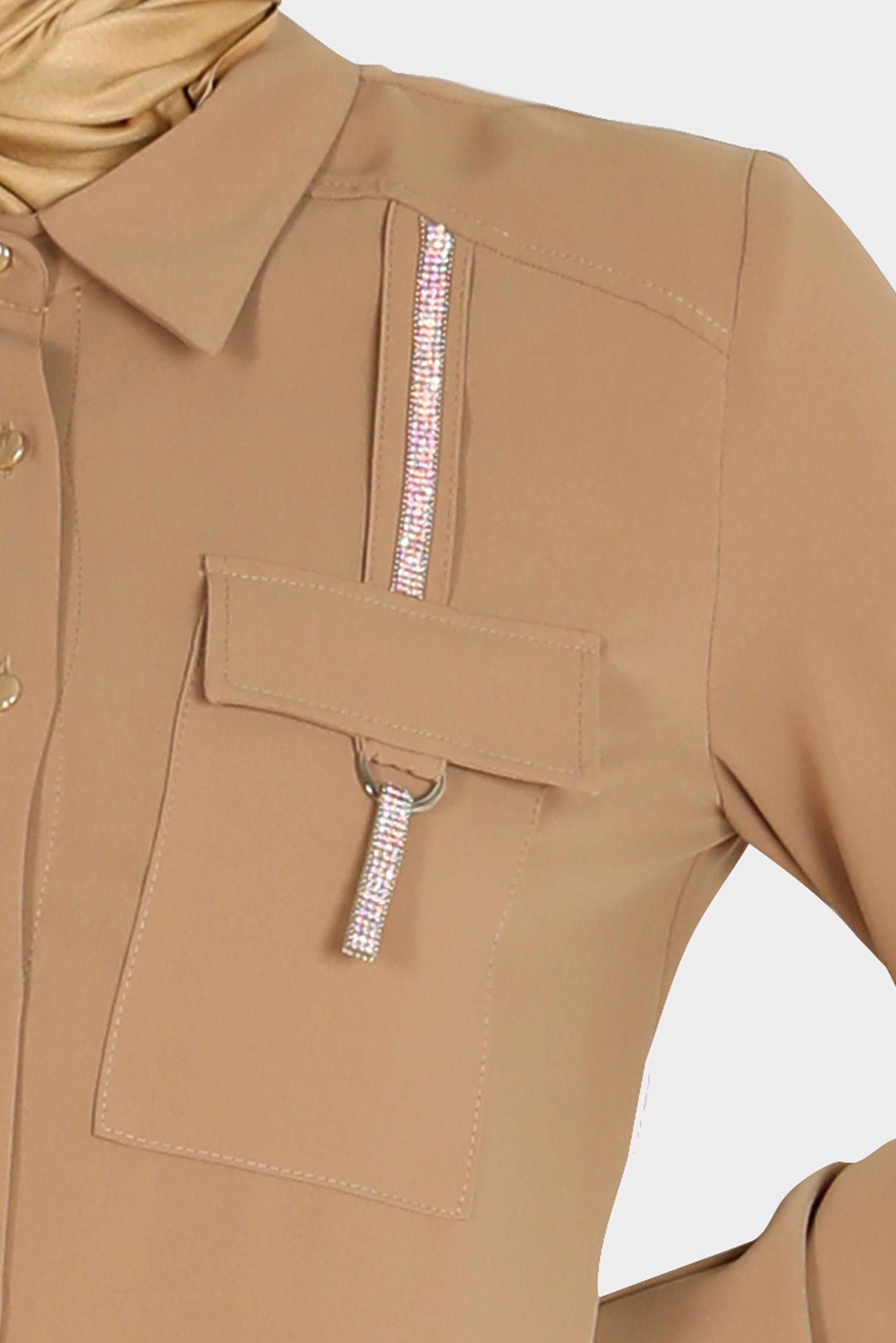 Tesettür giyim SARI TAŞ DETAYLI CEPLİ TUNİK 42576-1 