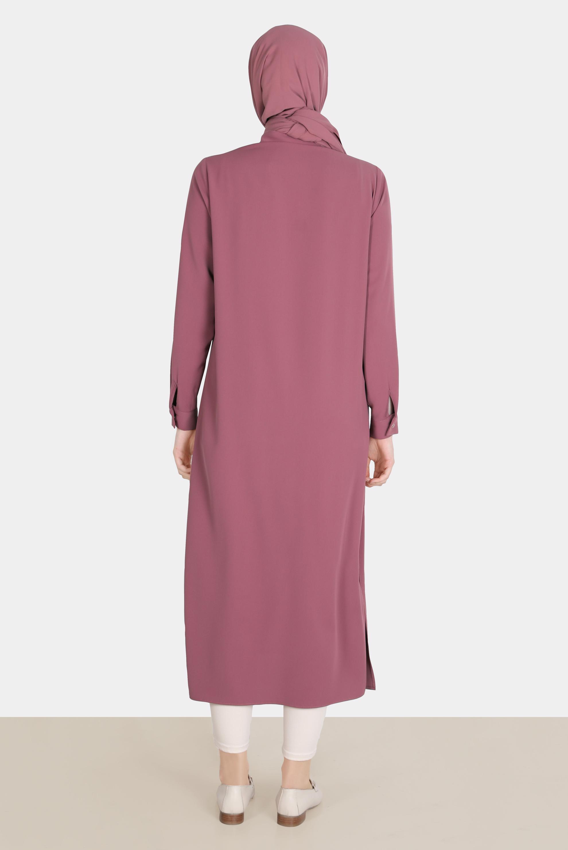 Tesettür giyim PEMBE TAŞ DETAYLI CEPLİ TUNİK 42576-1 
