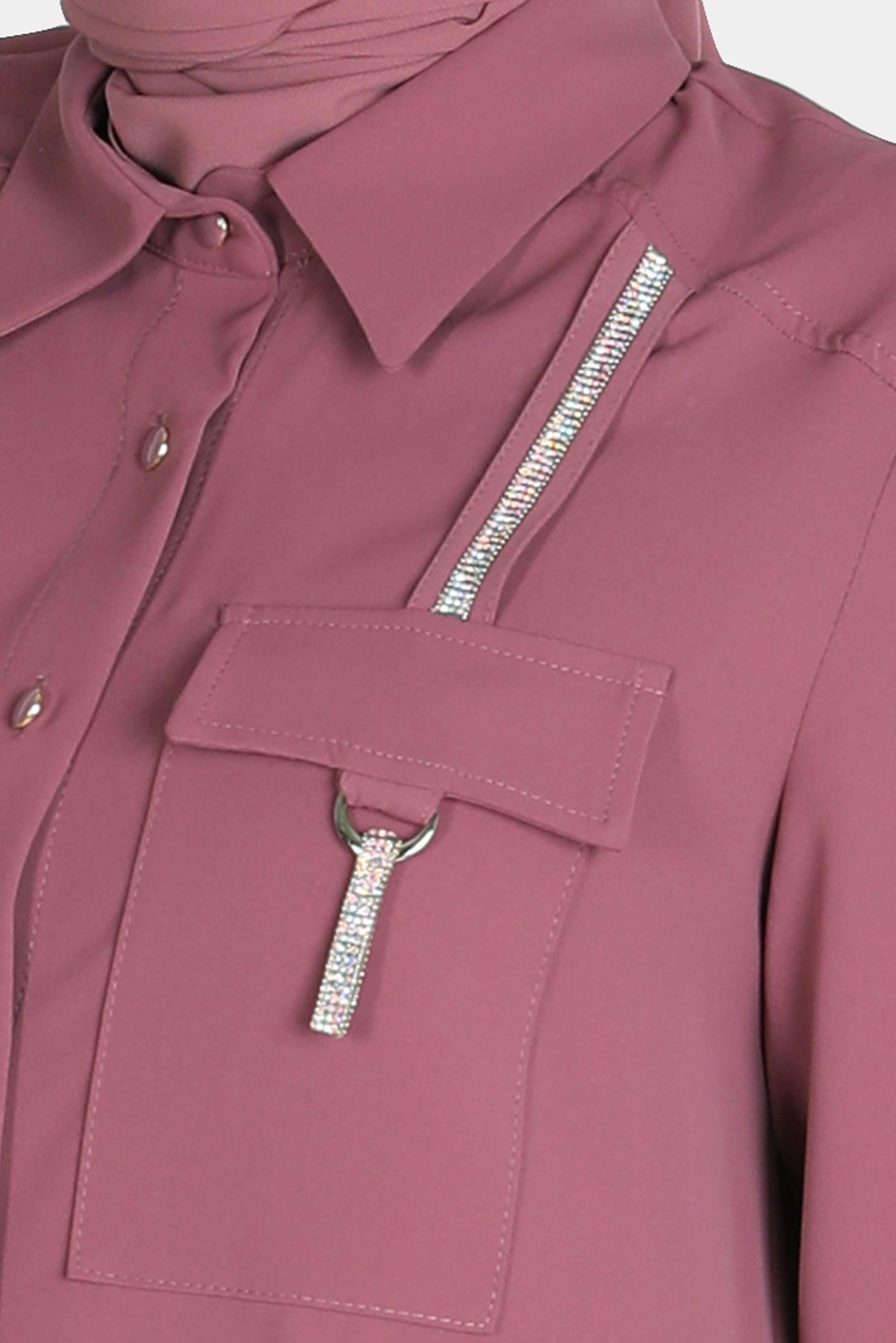 Tesettür giyim PEMBE TAŞ DETAYLI CEPLİ TUNİK 42576-1 