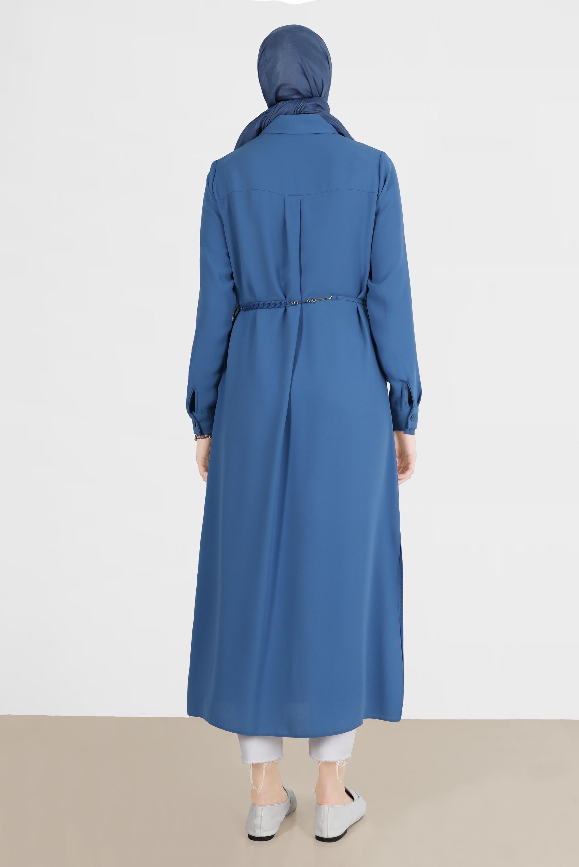 Tesettür giyim LACİVERT YANI YIRTMAÇLI CEPLİ TUNİK 42577