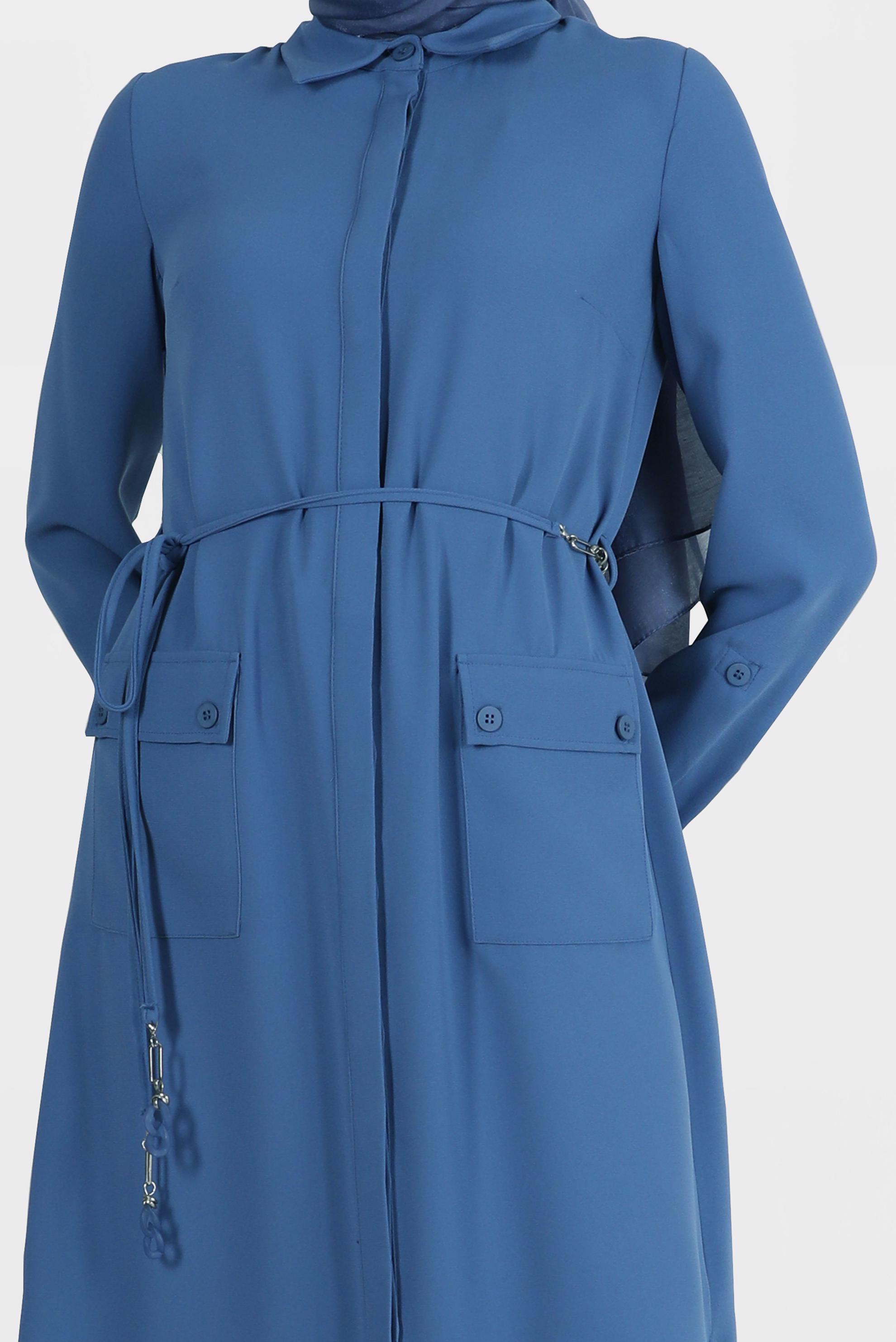 Tesettür giyim LACİVERT YANI YIRTMAÇLI CEPLİ TUNİK 42577