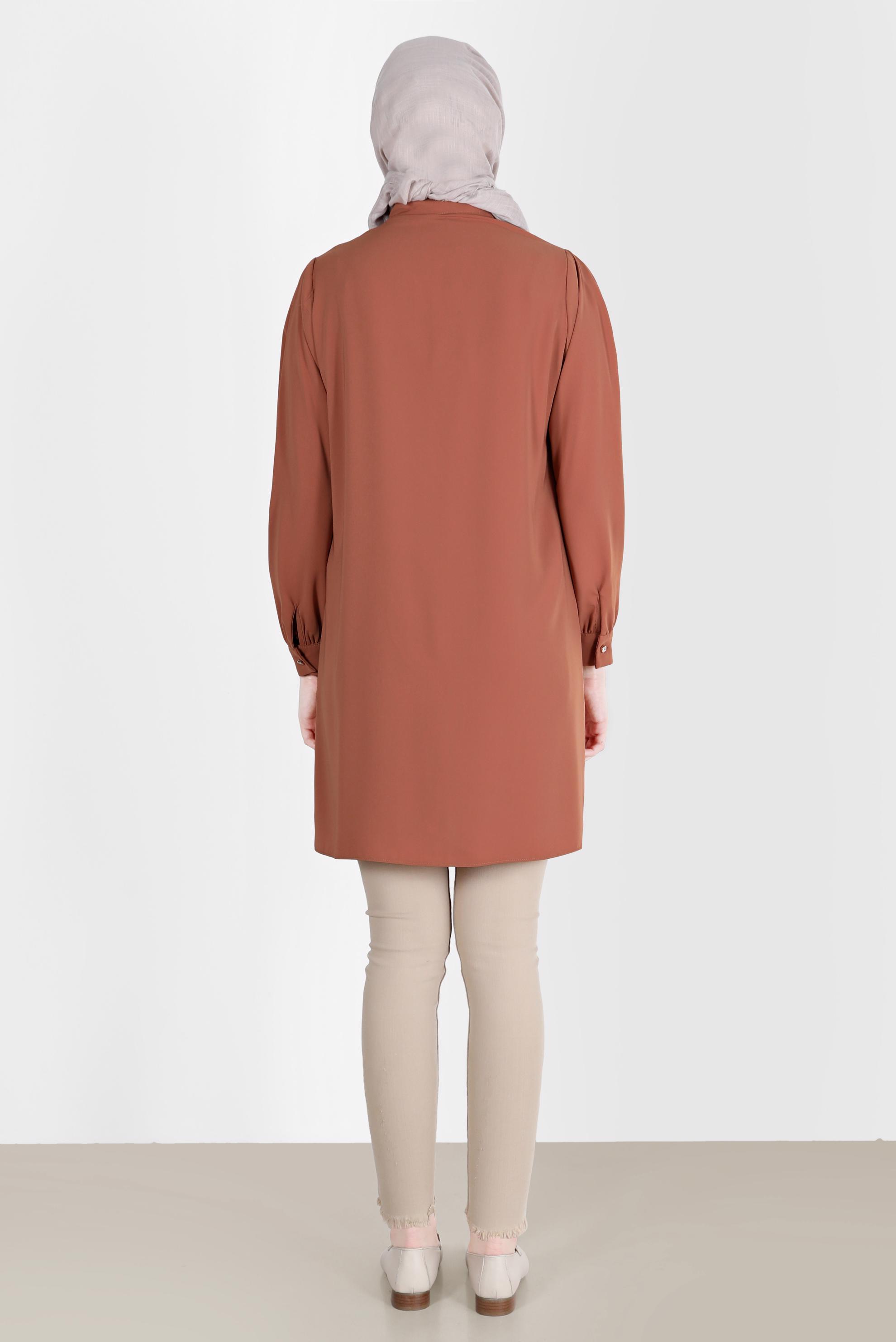 Tesettür giyim TURUNCU TAŞLI DÜĞME DETAYLI TUNİK 42578 