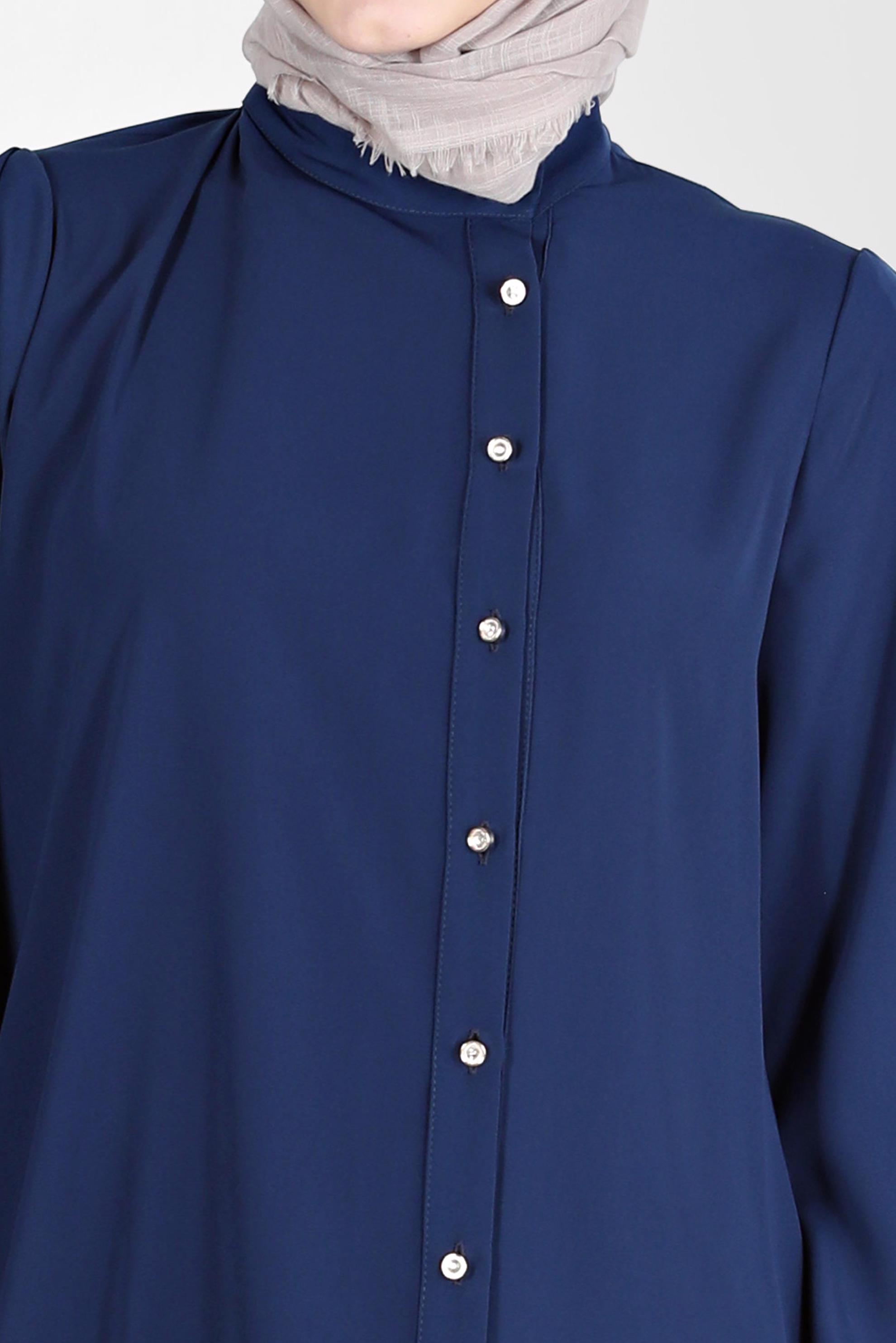 Tesettür giyim LACİVERT TAŞLI DÜĞME DETAYLI TUNİK 42578 