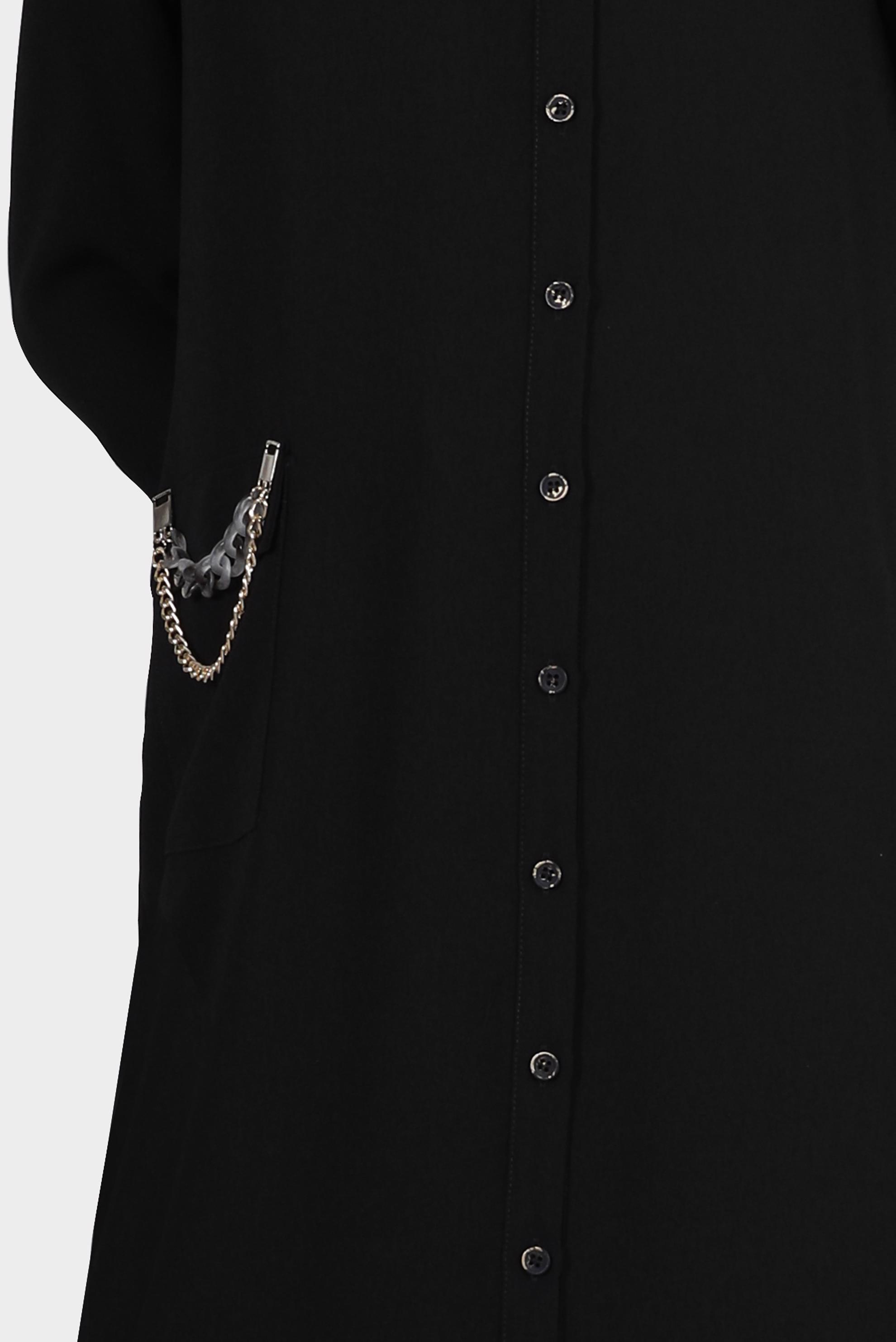 Tesettür giyim SİYAH ZİNCİR DETAYLI KREP TUNİK 42579 