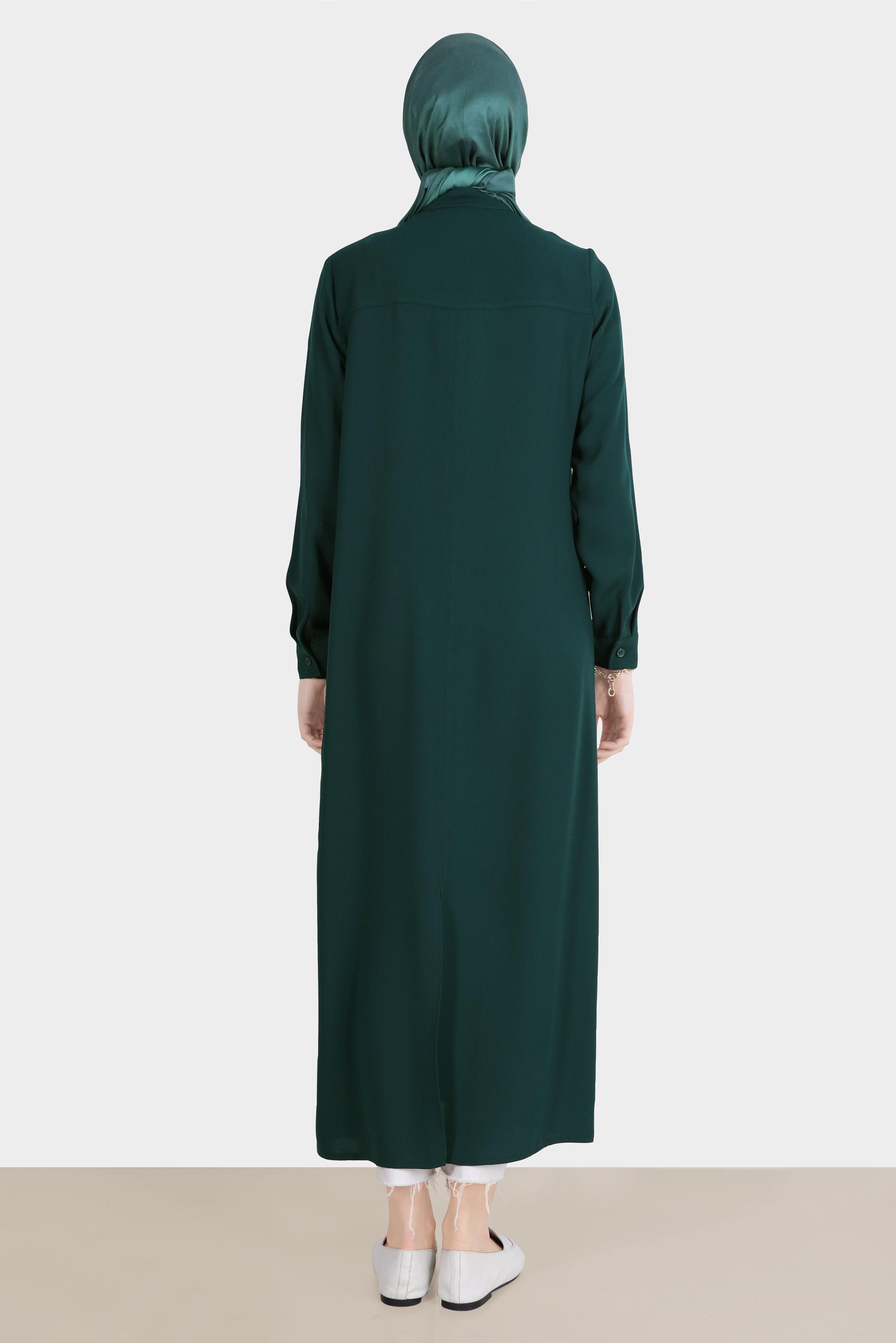 Tesettür giyim MAVİ ZİNCİR DETAYLI KREP TUNİK 42579 