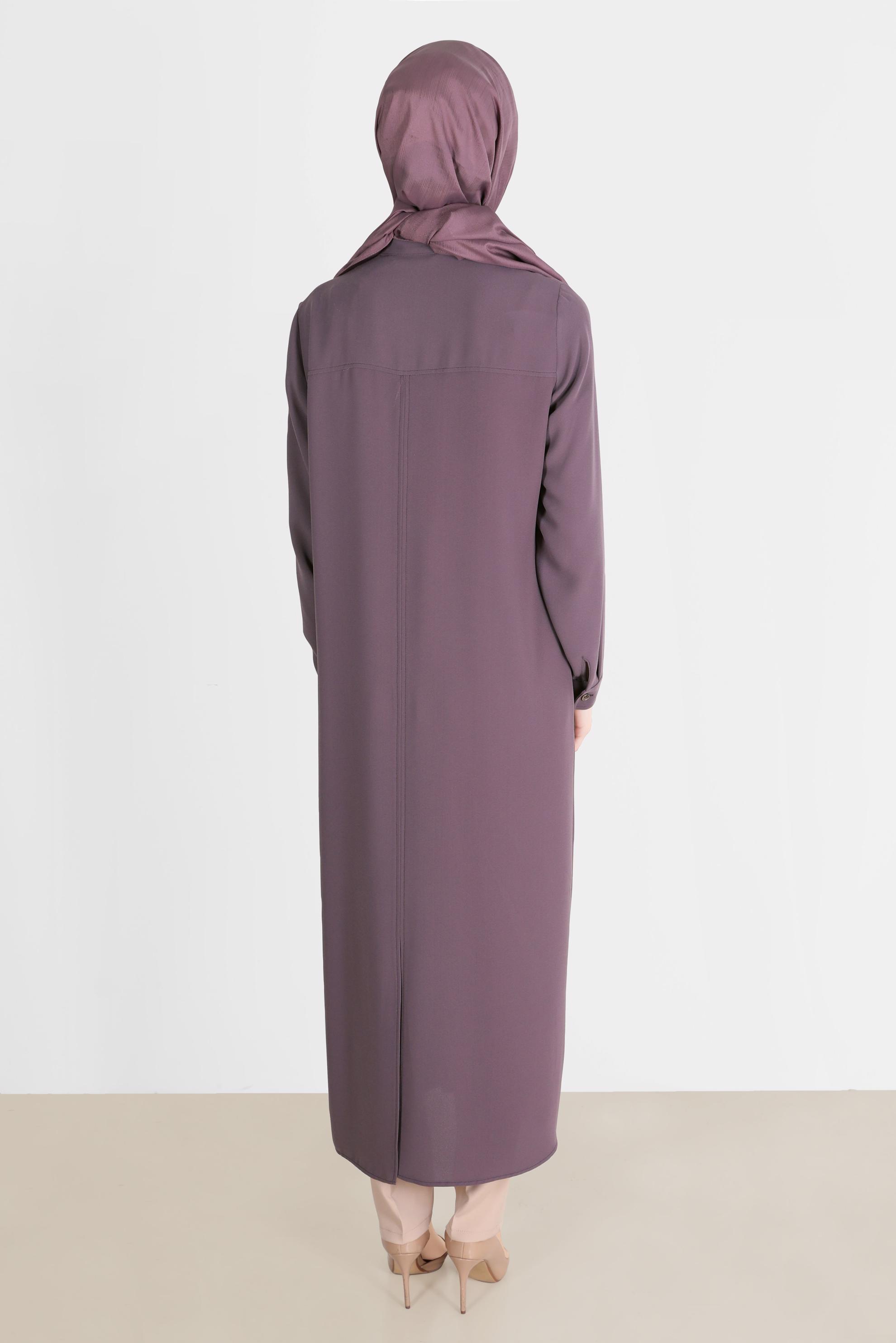 Tesettür giyim MOR ZİNCİR DETAYLI KREP TUNİK 42579 