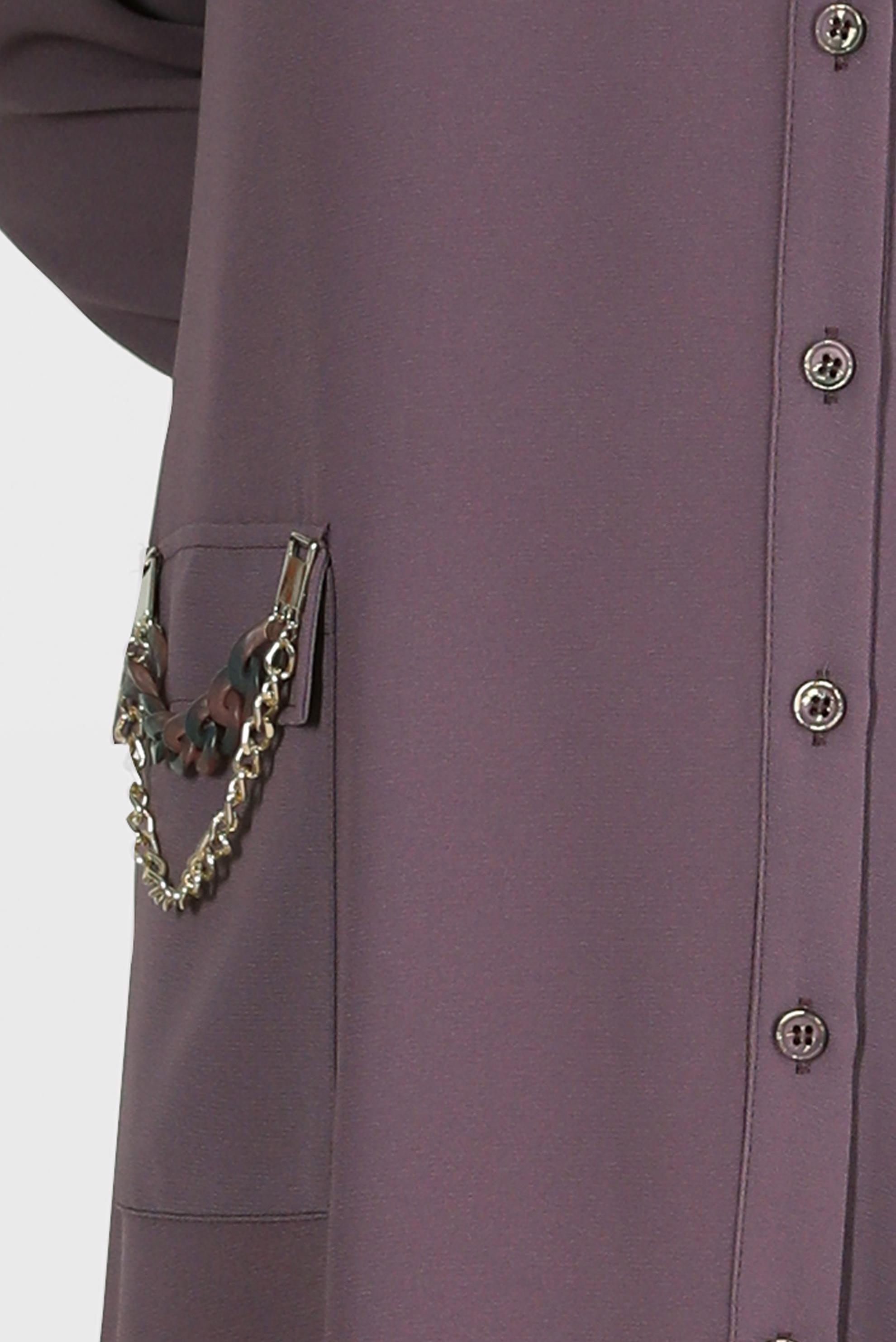 Tesettür giyim MOR ZİNCİR DETAYLI KREP TUNİK 42579 