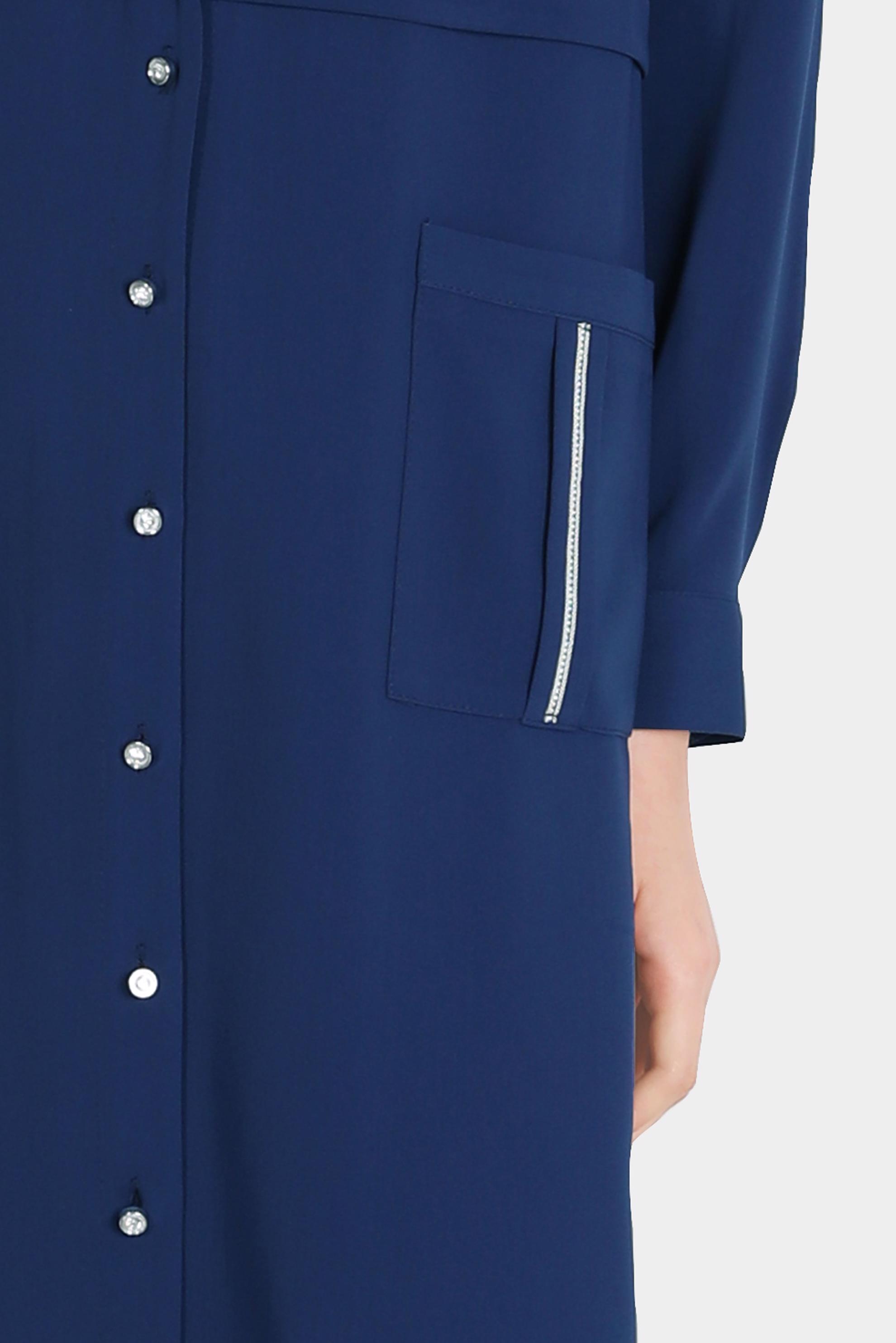 Tesettür giyim LACİVERT CEPLERİ TAŞLI DÜĞMELİ TUNİK 42583 