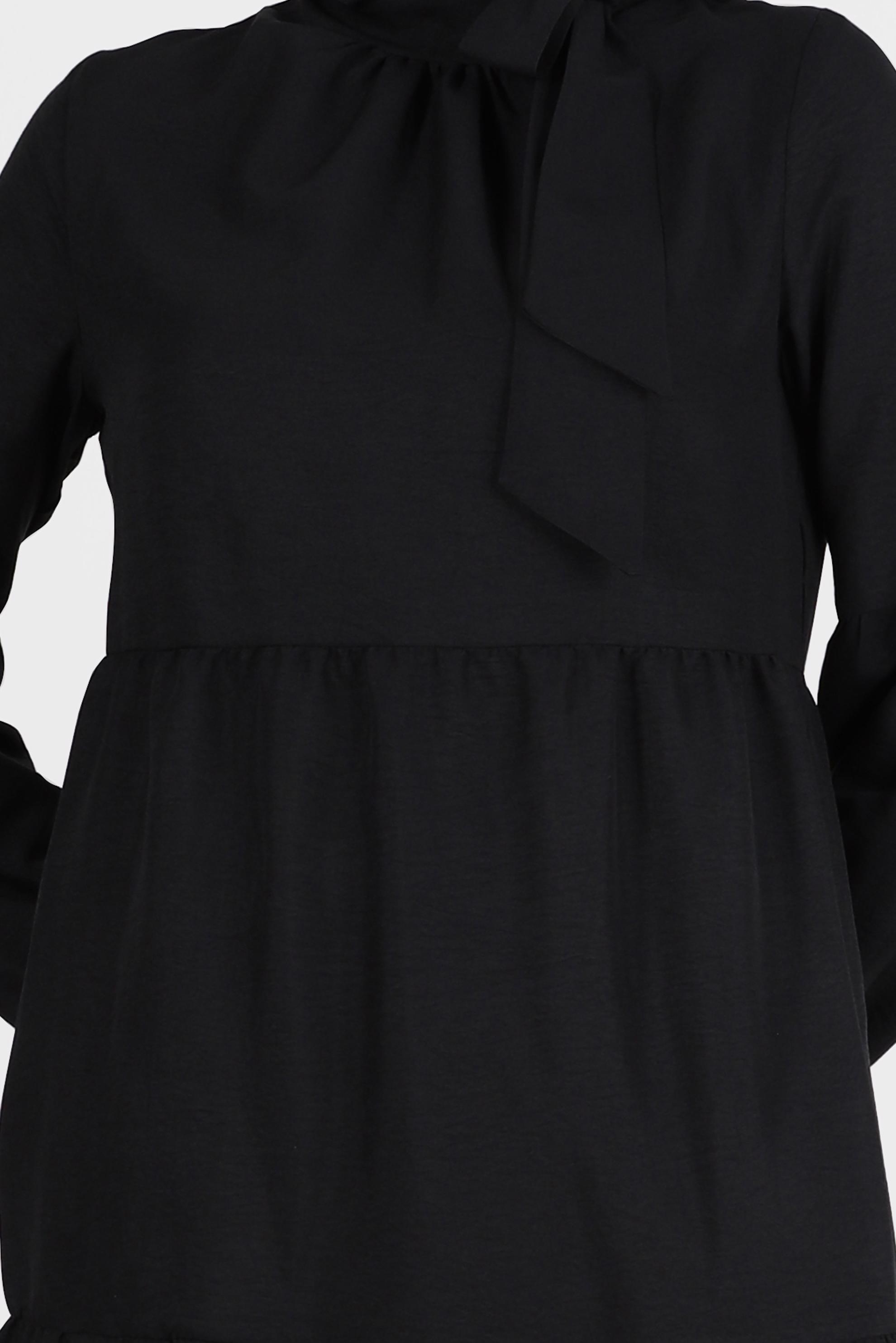 Tesettür giyim SİYAH BAĞLAMA DETAYLI TUNİK 42584 