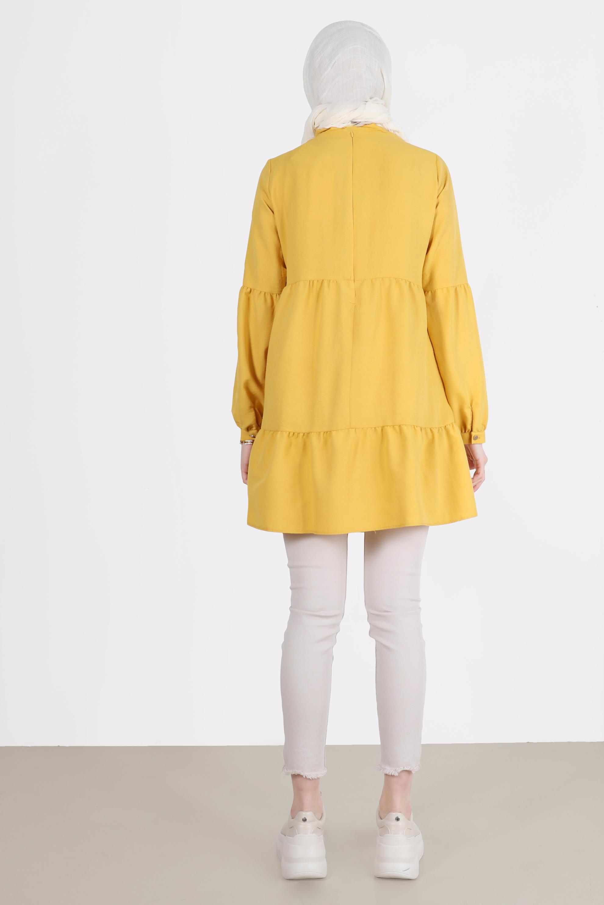 Tesettür giyim SARI BAĞLAMA DETAYLI TUNİK 42584 