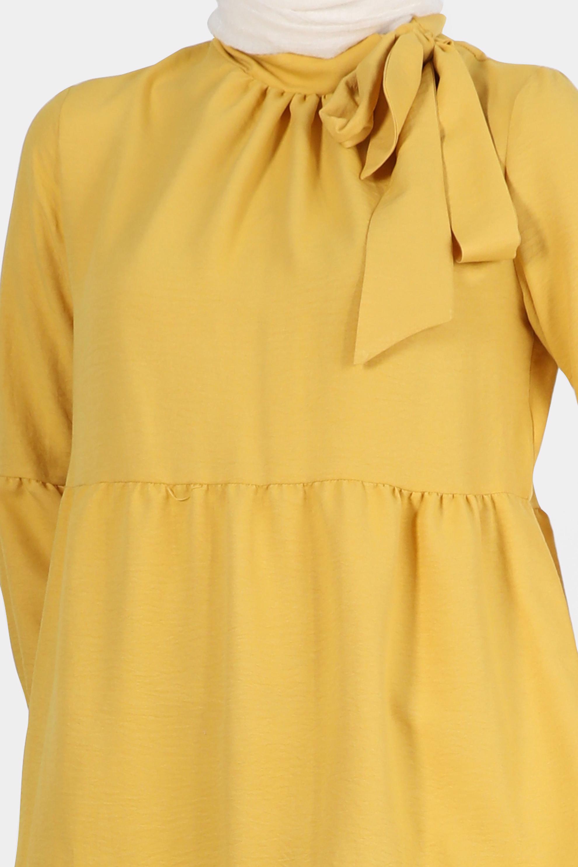 Tesettür giyim SARI BAĞLAMA DETAYLI TUNİK 42584 