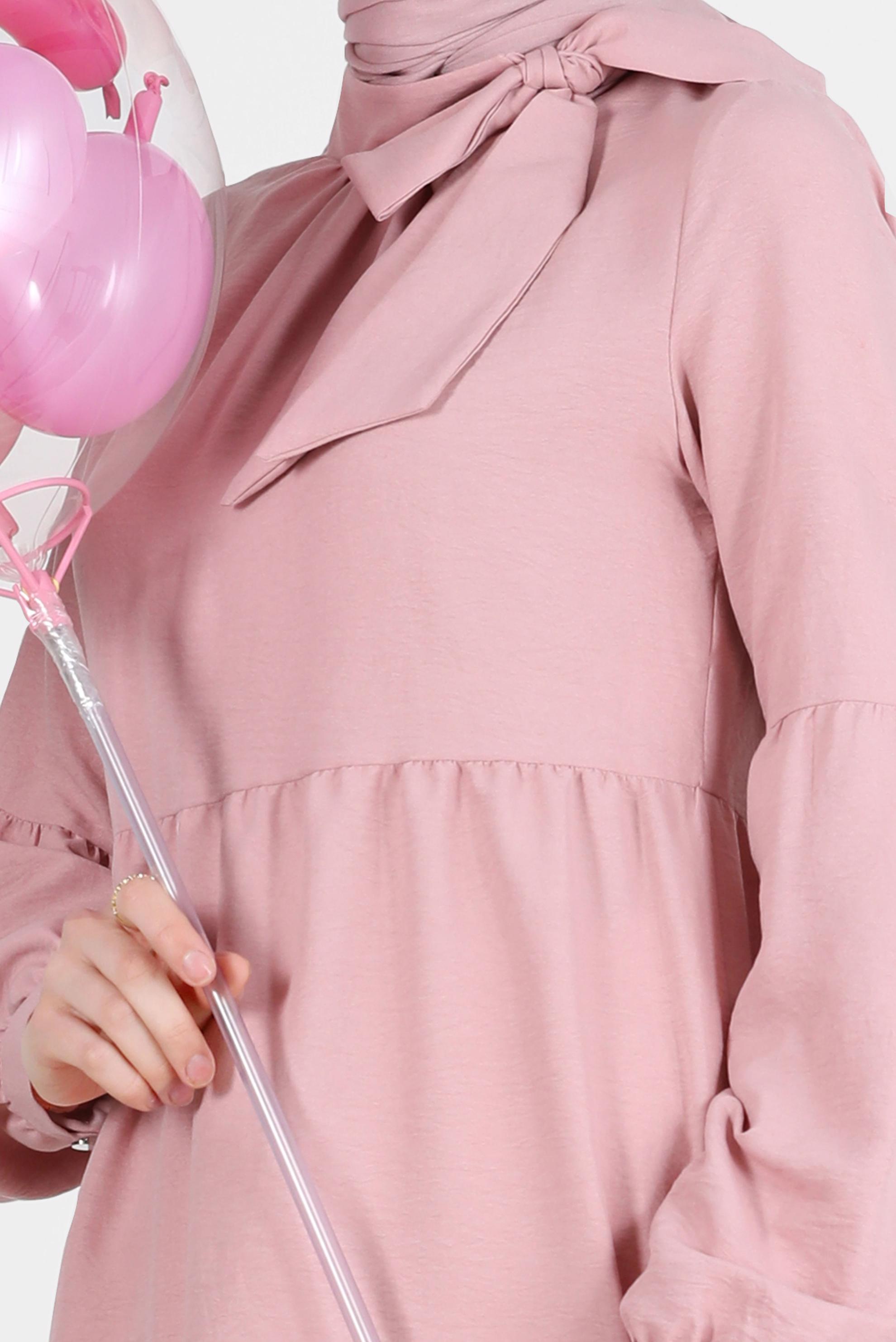 Tesettür giyim PUDRA BAĞLAMA DETAYLI TUNİK 42584 