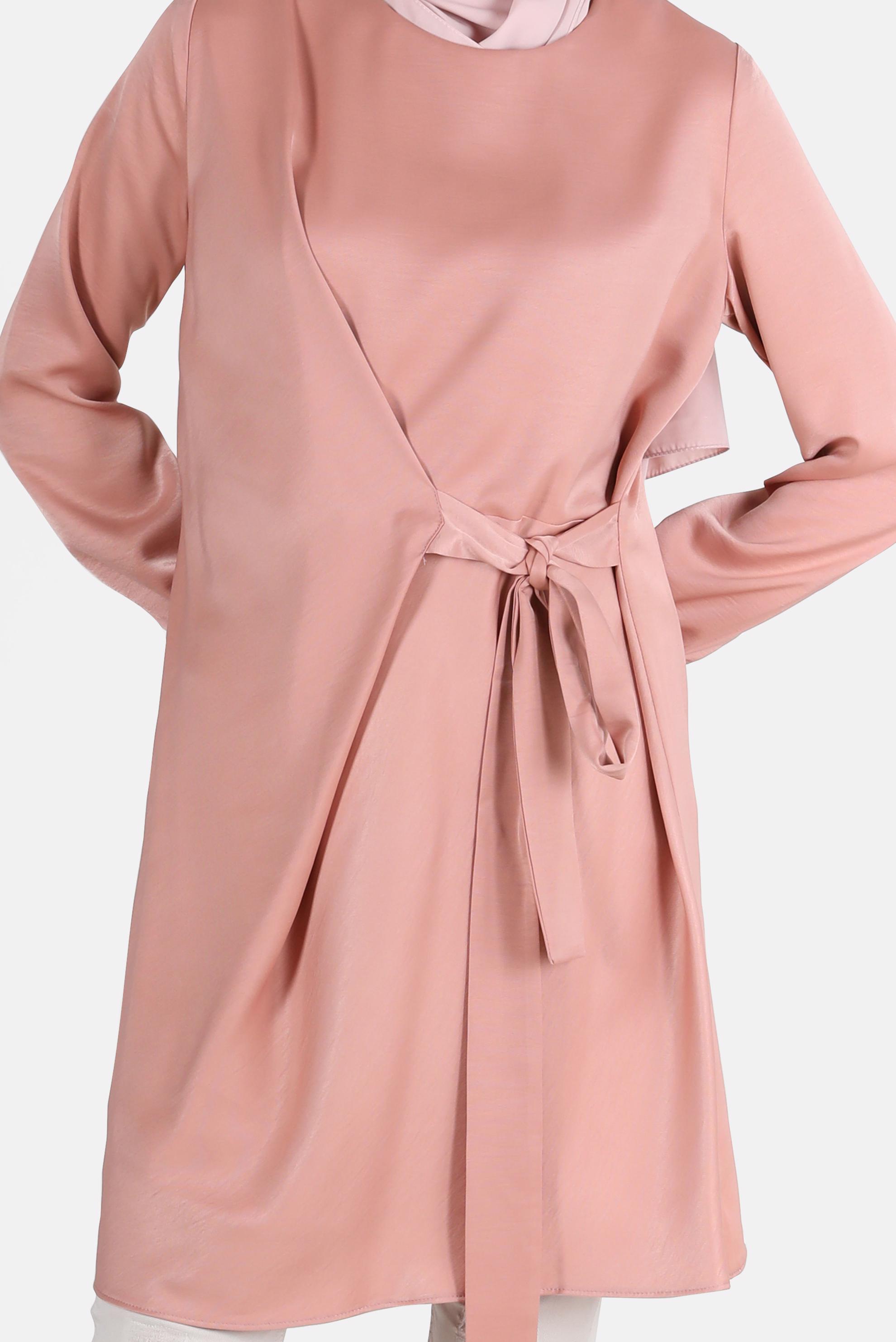 Tesettür giyim PUDRA BAĞLAMA DETAYLI ARKADAN FERMUARLI TUNİK 42585 