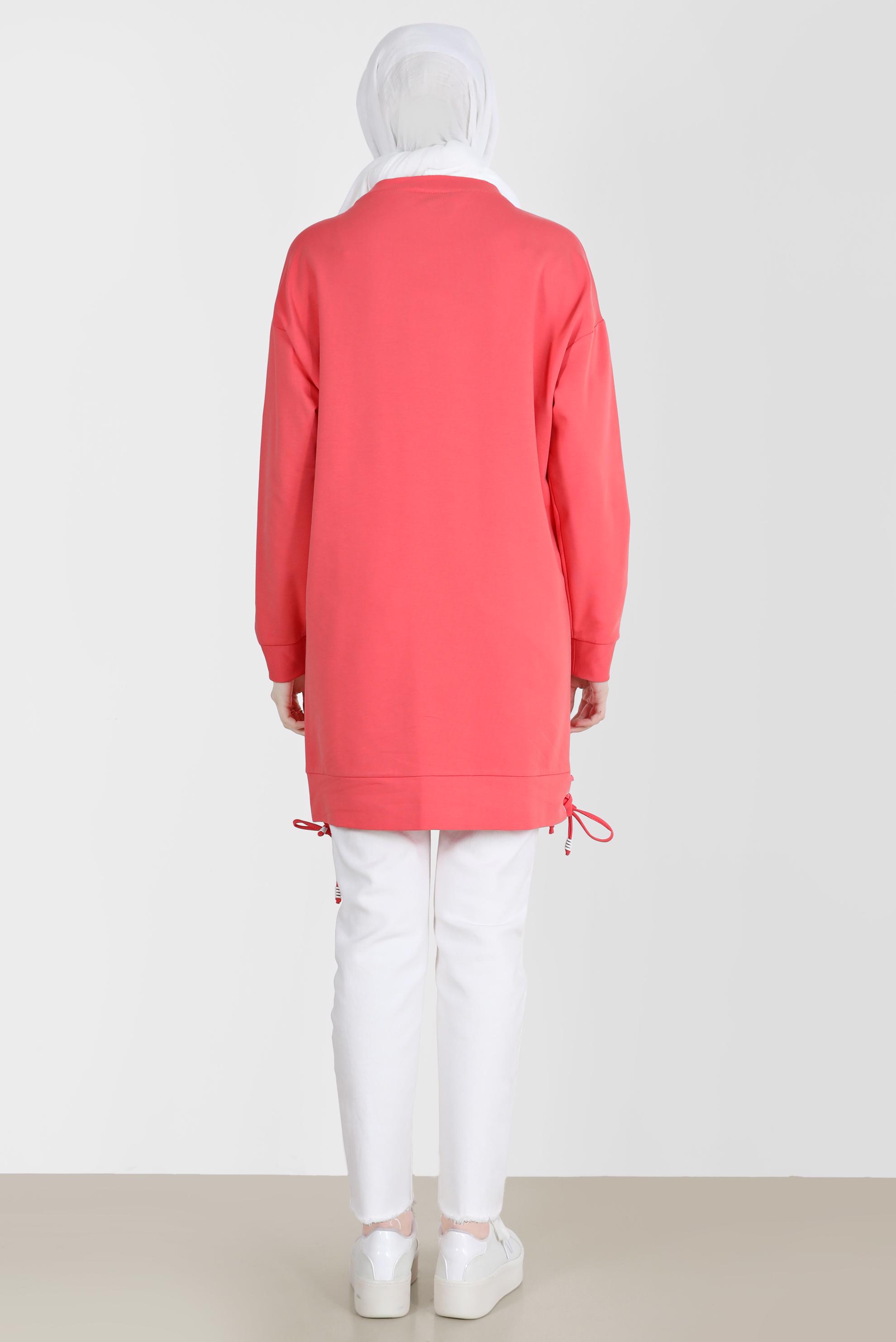 Tesettür giyim MERCAN KUŞGÖZÜ DETAYLI BASKILI TUNİK 42597 