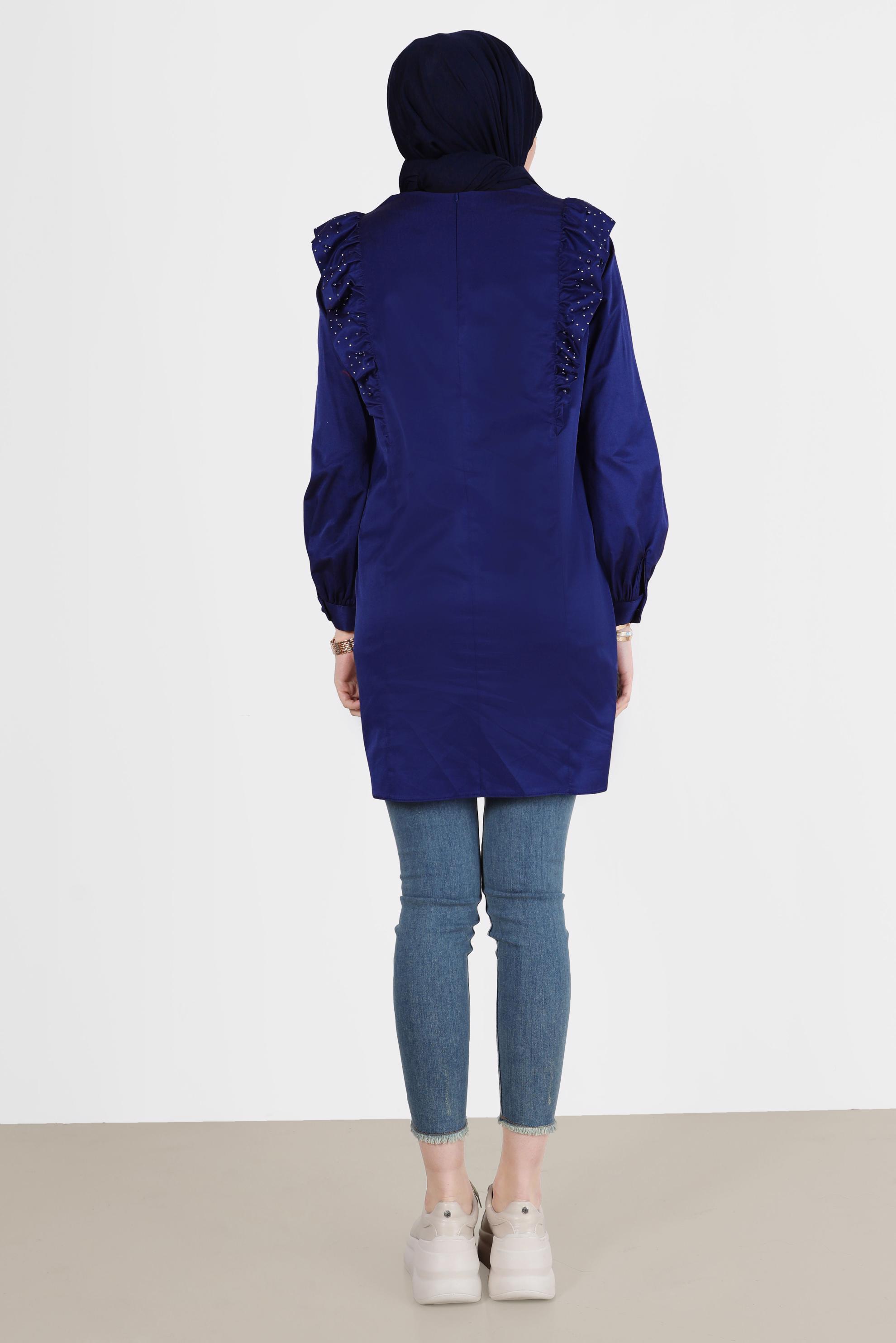 Tesettür giyim LACİVERT FIRFIRLI TUNİK 42603