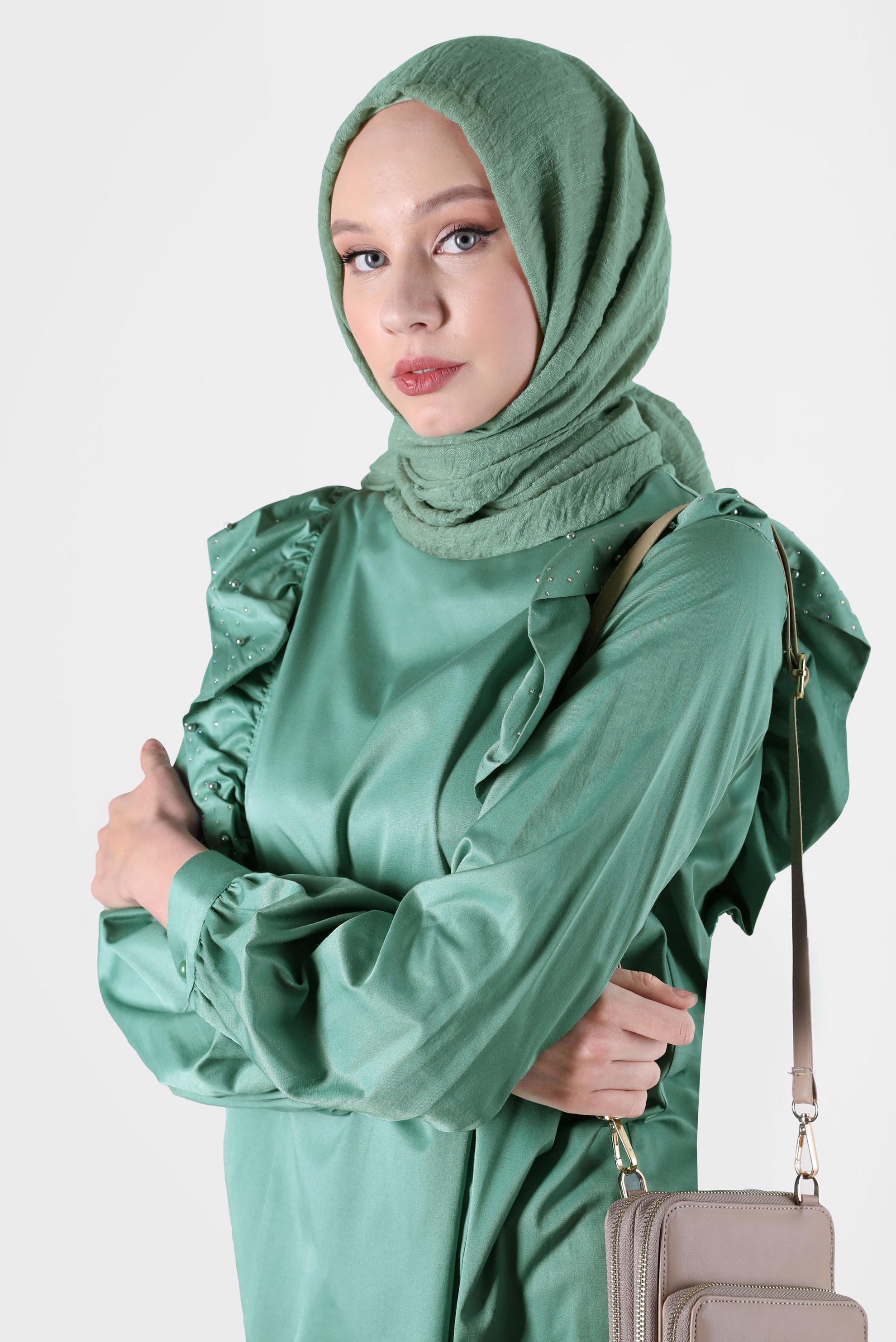 Tesettür giyim MAVİ FIRFIRLI TUNİK 42603