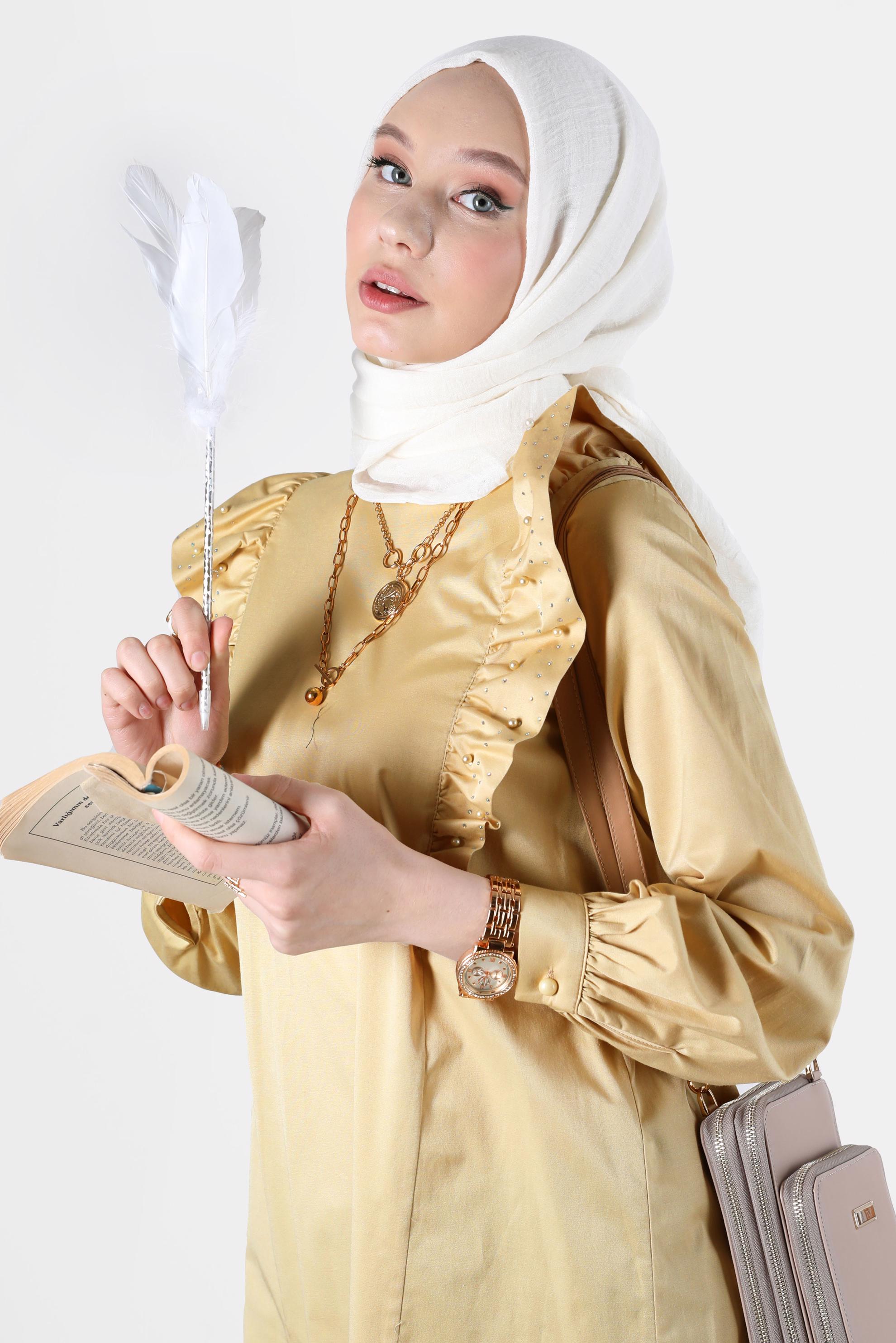 Tesettür giyim KUM FIRFIRLI TUNİK 42603