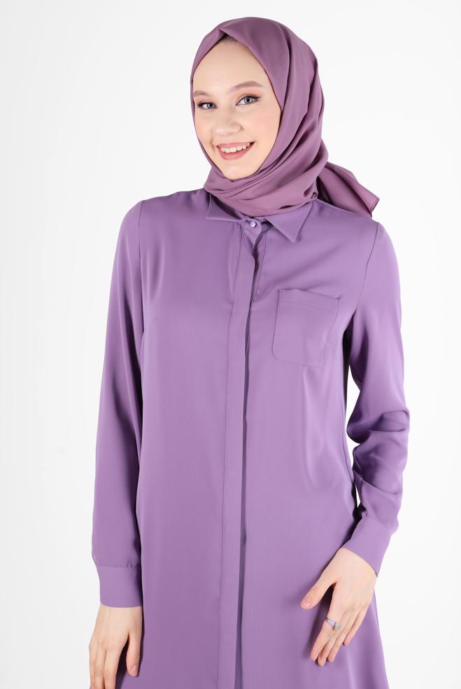 Tesettür giyim  GİZLİ DÜĞMELİ CEPLİ TUNİK 42629  - ALVİNA