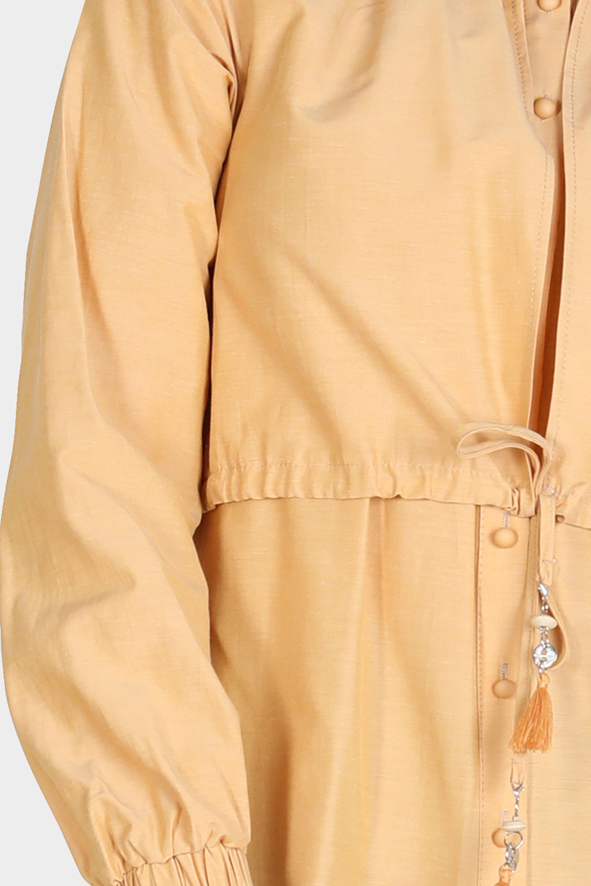 Tesettür giyim SARI BELİ BÜZGÜLÜ DÜĞMELİ PAMUKLU TUNİK 42636 