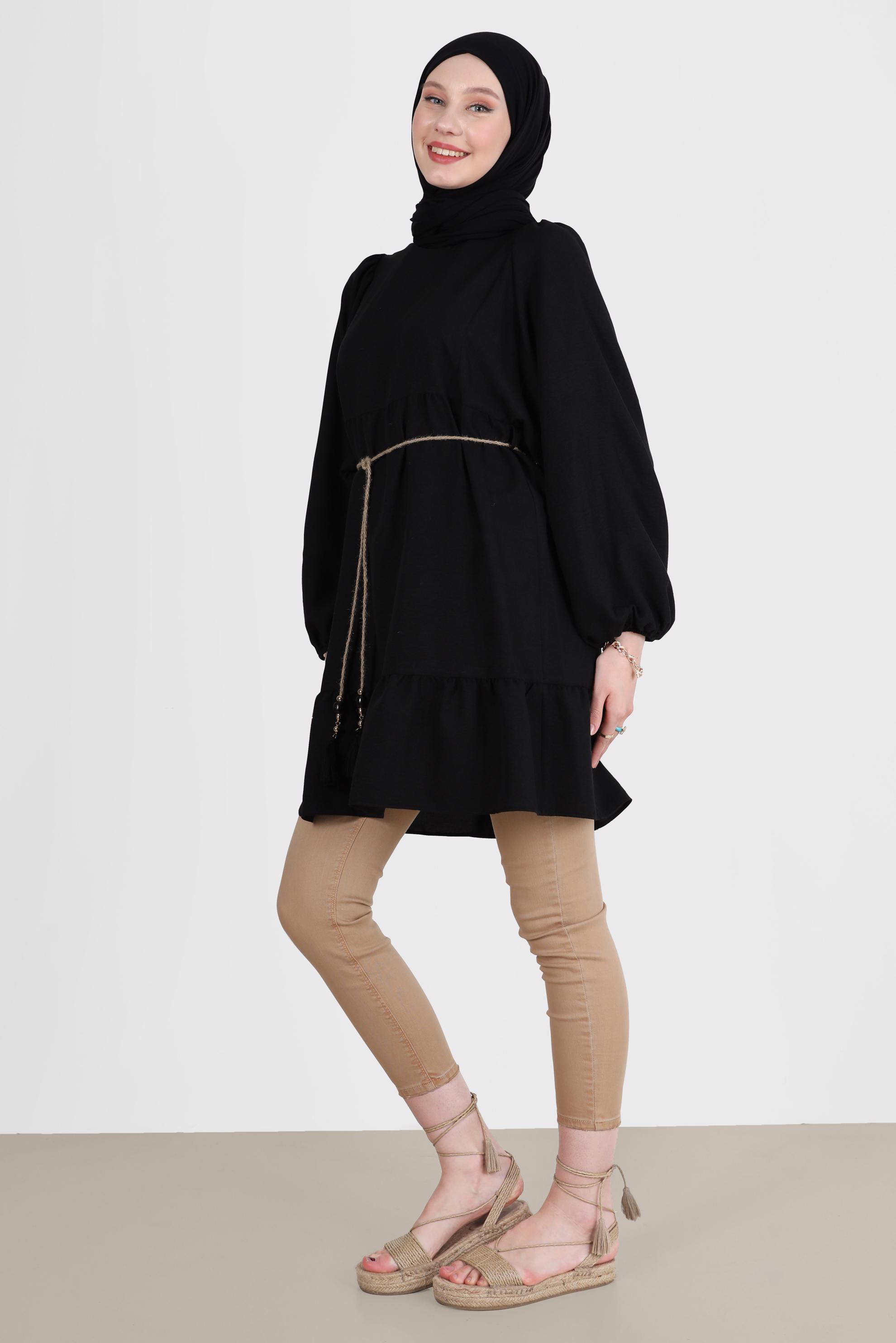 Tesettür giyim SİYAH BALON KOL TUNİK 42637 