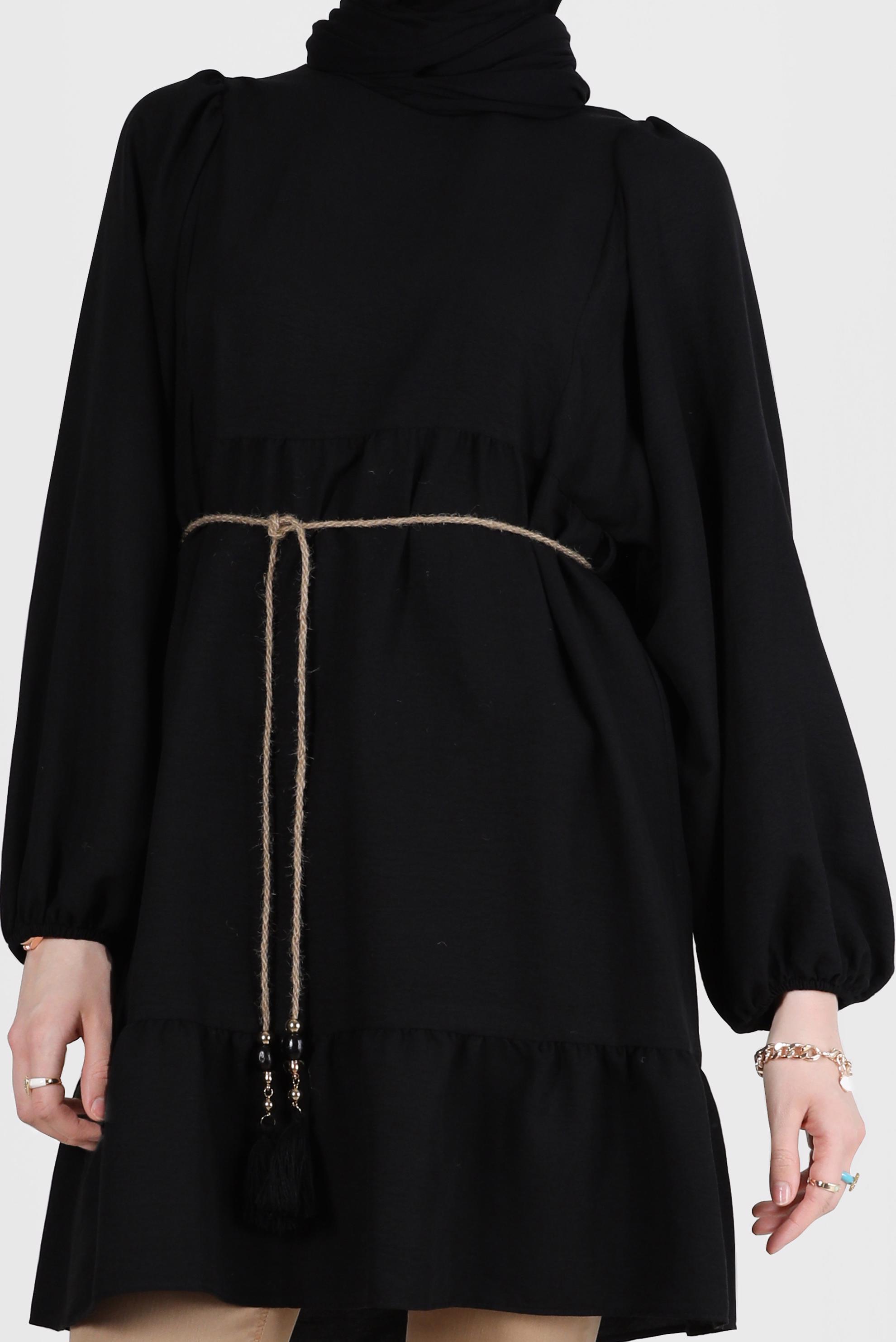 Tesettür giyim SİYAH BALON KOL TUNİK 42637 