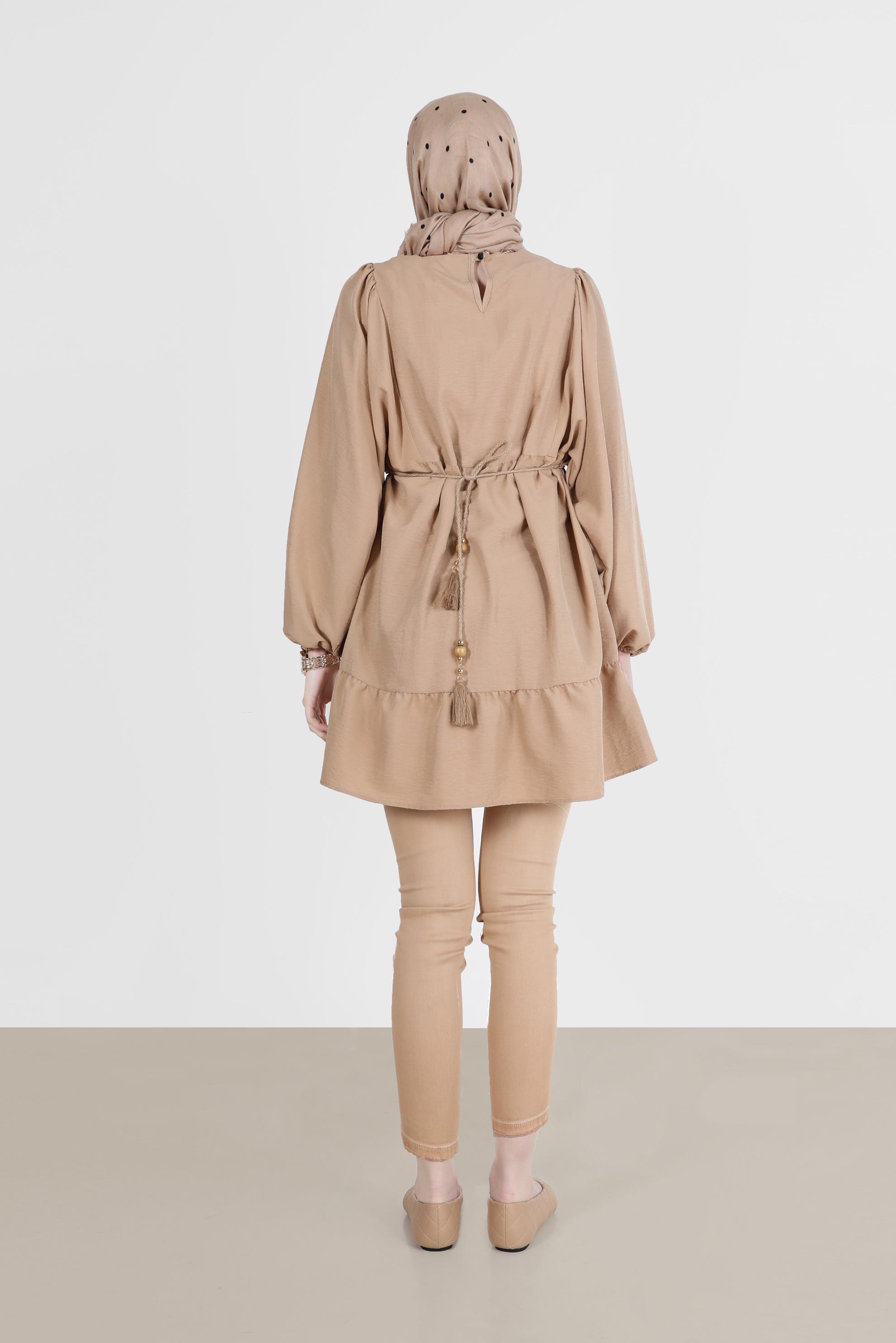 Tesettür giyim KAHVE BALON KOL TUNİK 42637 