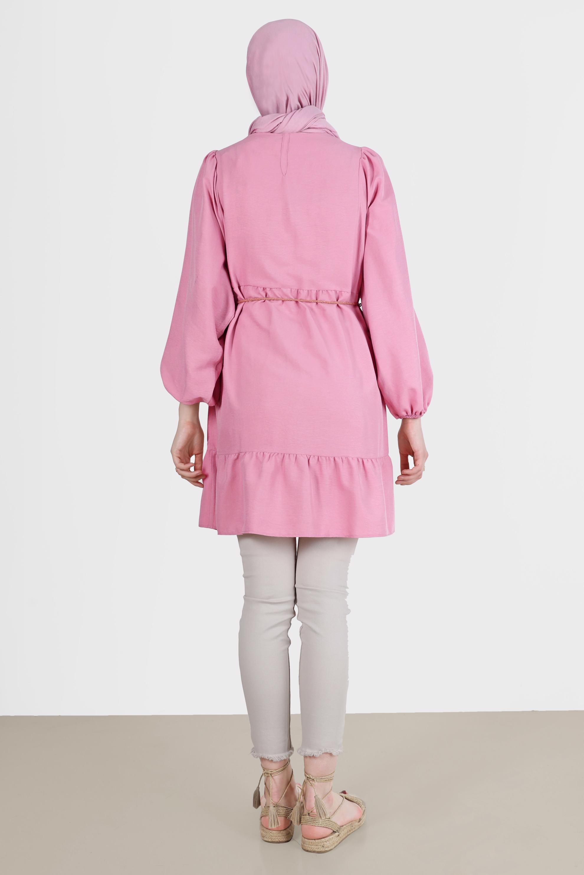 Tesettür giyim PUDRA BALON KOL TUNİK 42637 