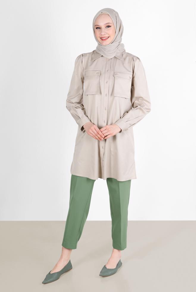 Hijab clothing  BUTTON TUNIC WITH POCKET 42639 - ALVİNA