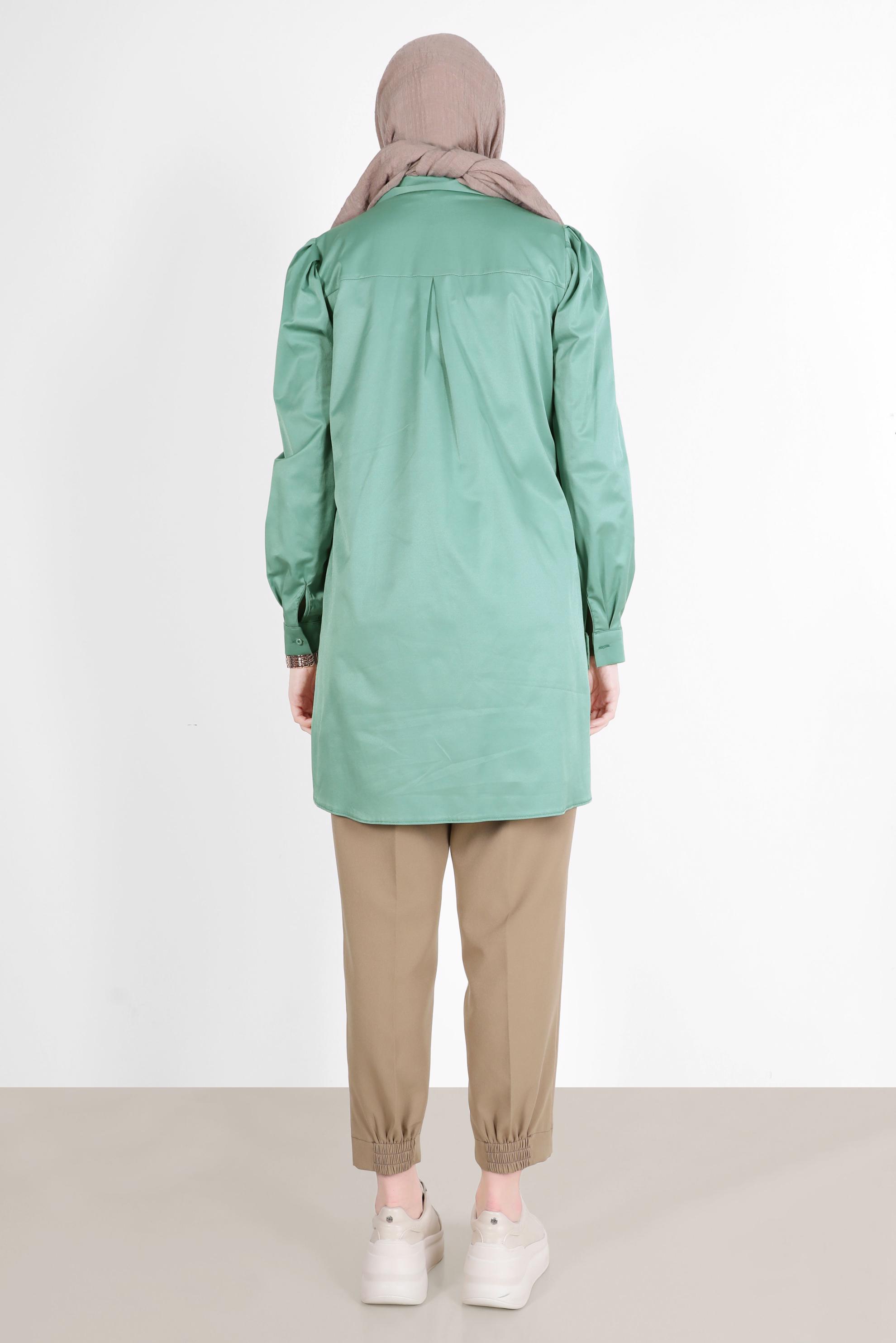 Tesettür giyim MAVİ BOYDAN DÜĞMELİ CEPLİ TUNİK 42639 