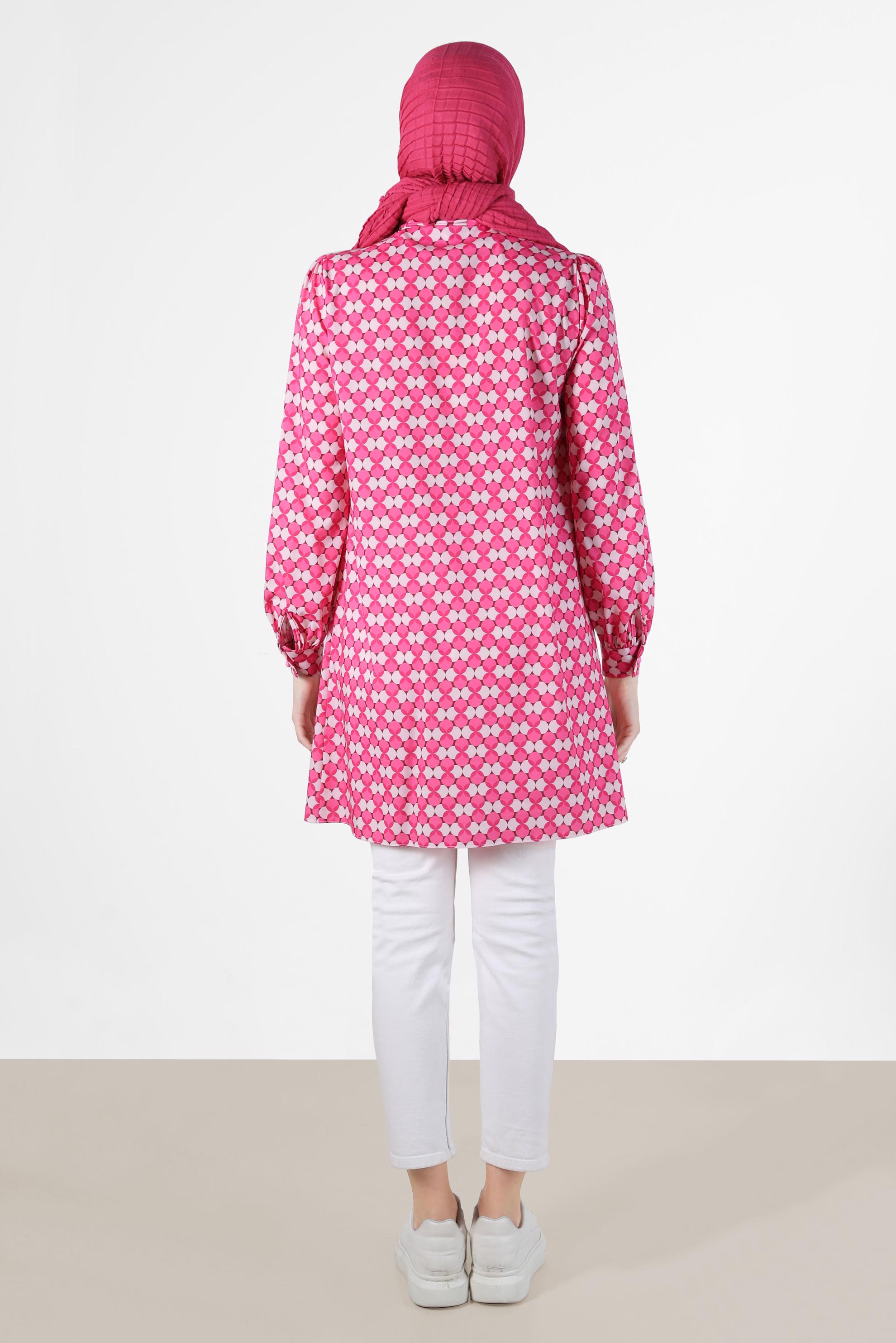 Vêtements hijab FUCHSIA TUNIQUE À MOTIF NOUÉ 42641-1