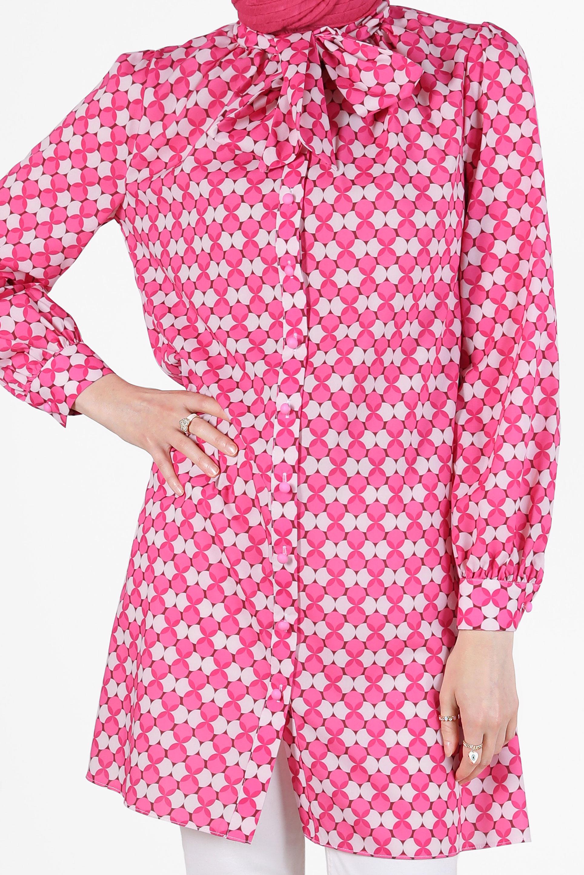 Vêtements hijab FUCHSIA TUNIQUE À MOTIF NOUÉ 42641-1