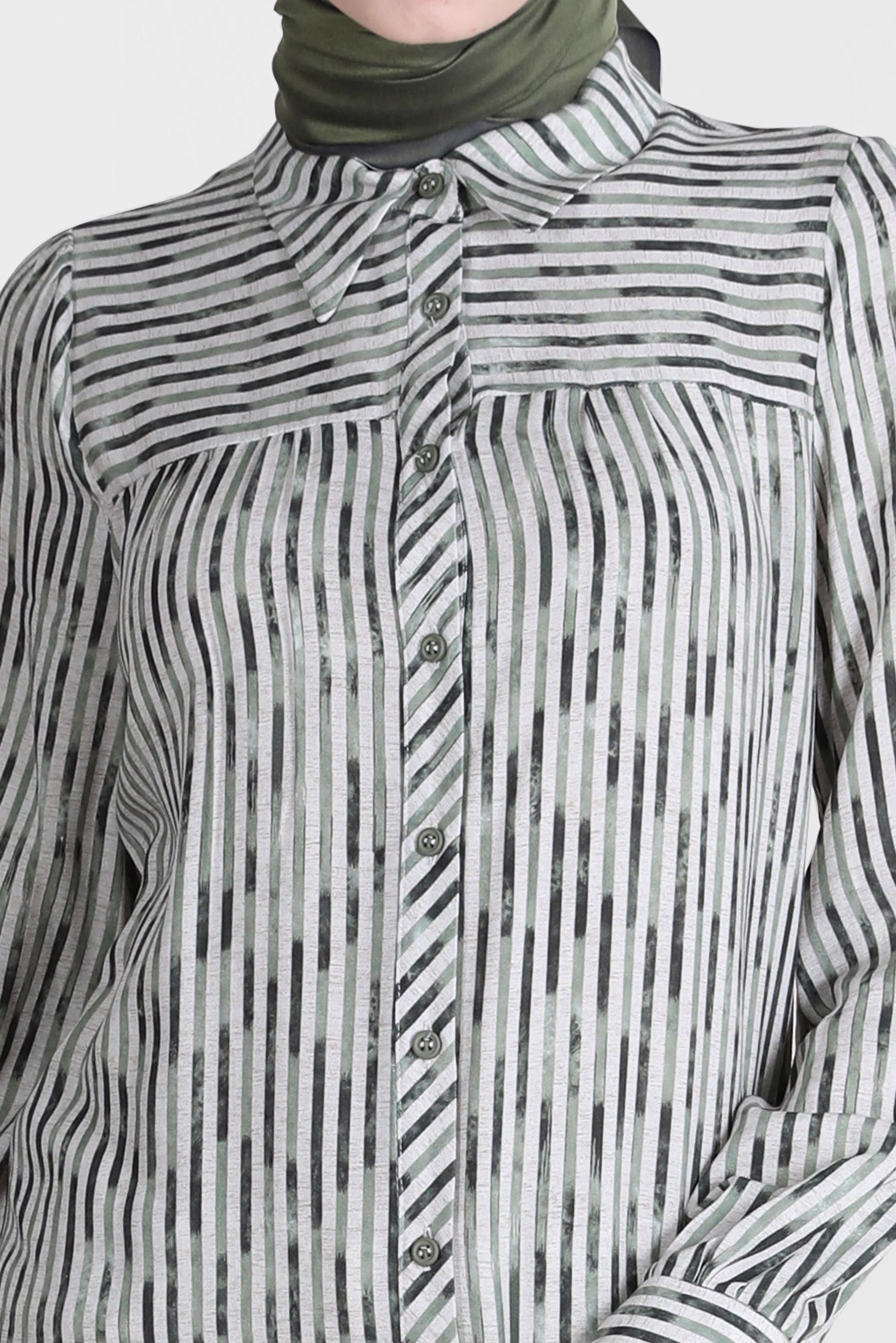 Tesettür giyim HAKİ ÇİZGİLİ DESENLİ TUNİK 42662