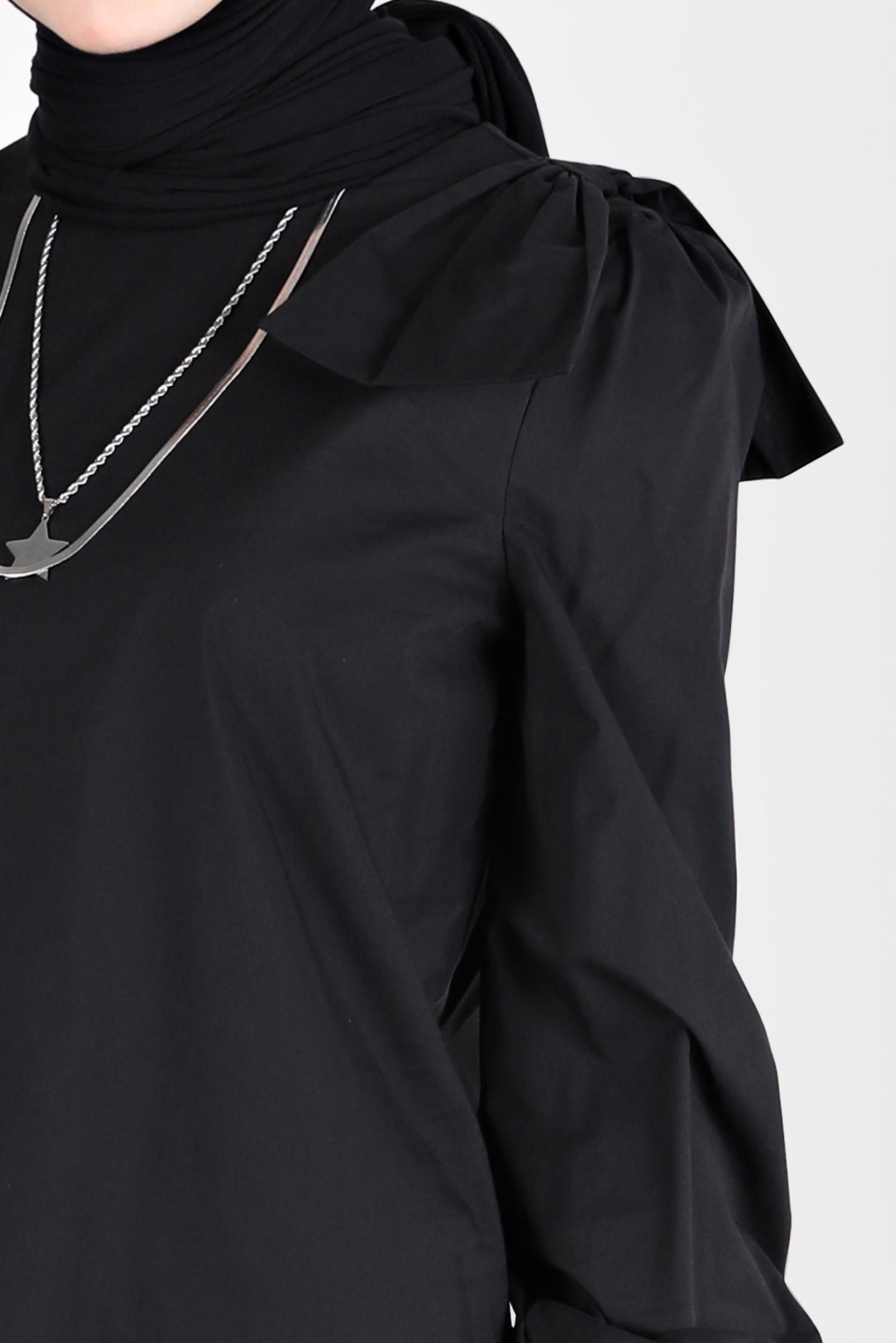 Tesettür giyim SİYAH FİYONK DETAYLI TUNİK 42663 