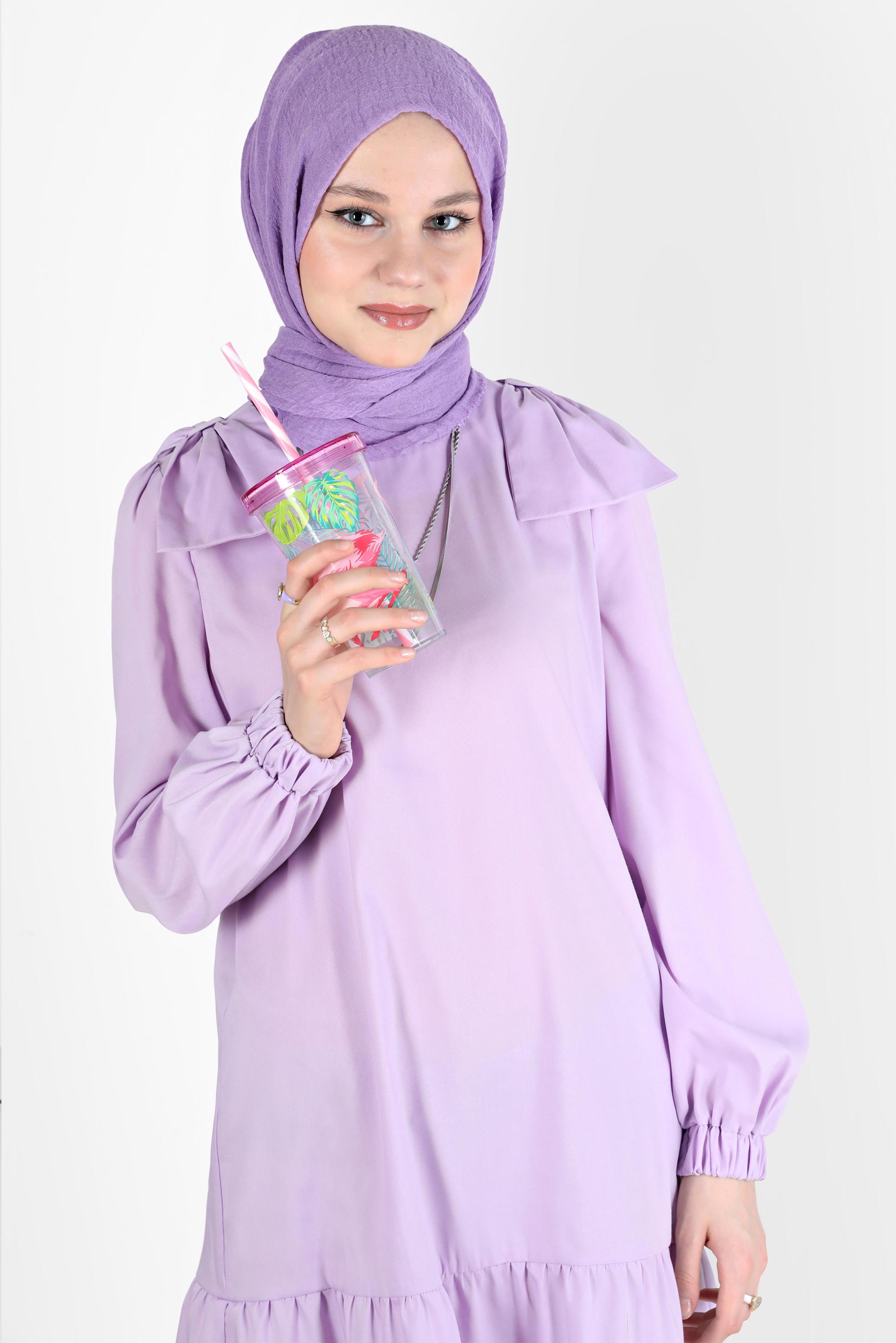 Tesettür giyim MOR FİYONK DETAYLI TUNİK 42663 