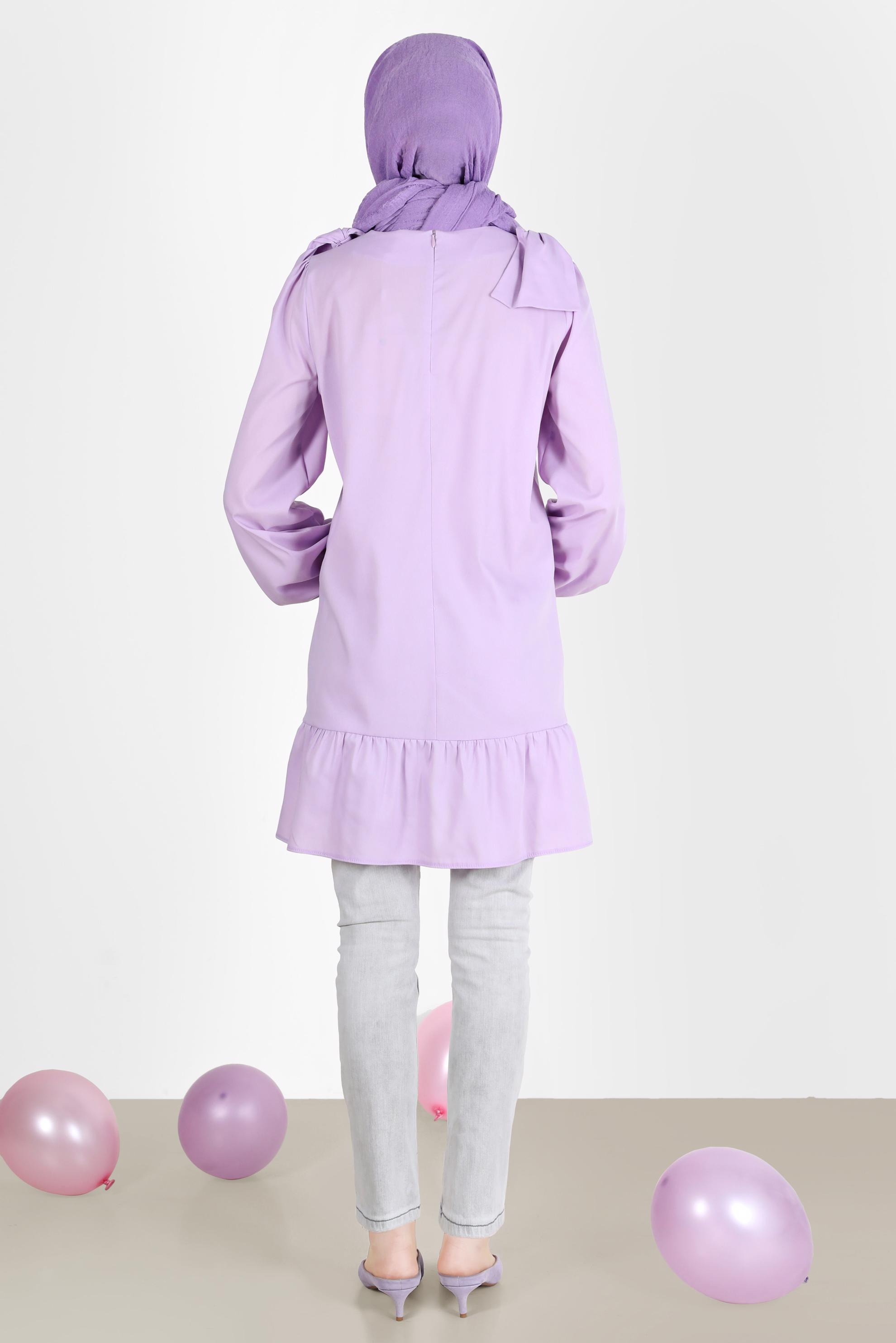 Tesettür giyim MOR FİYONK DETAYLI TUNİK 42663 